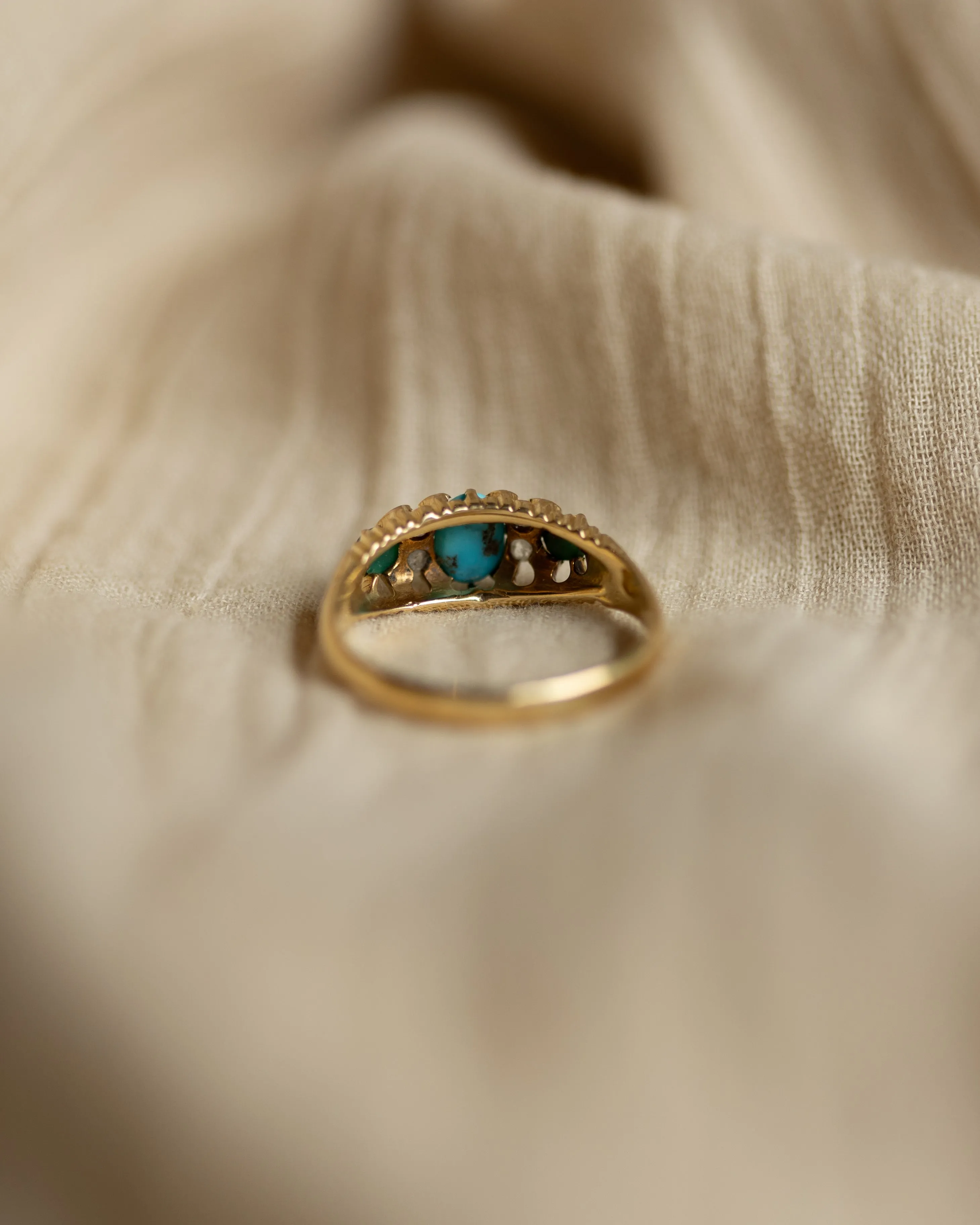 Helene 1902 Antique 18ct Gold Turquoise & Diamond Ring sold by Rock n Rose product image thumbnail 5