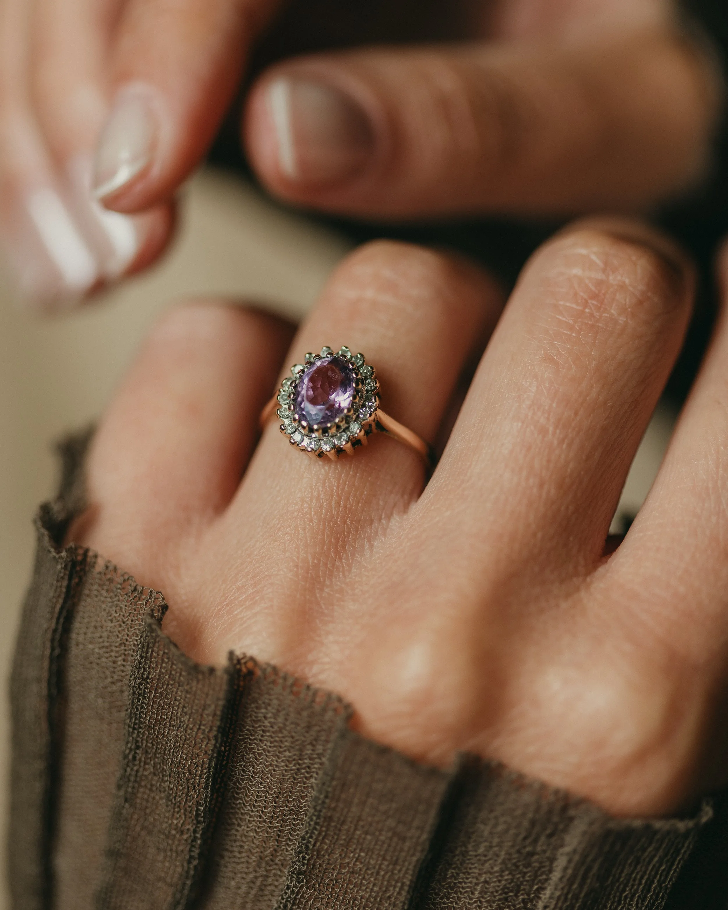 June 1990 Vintage 9ct Gold Amethyst & Diamond Cluster sold by Rock n Rose product image thumbnail 2