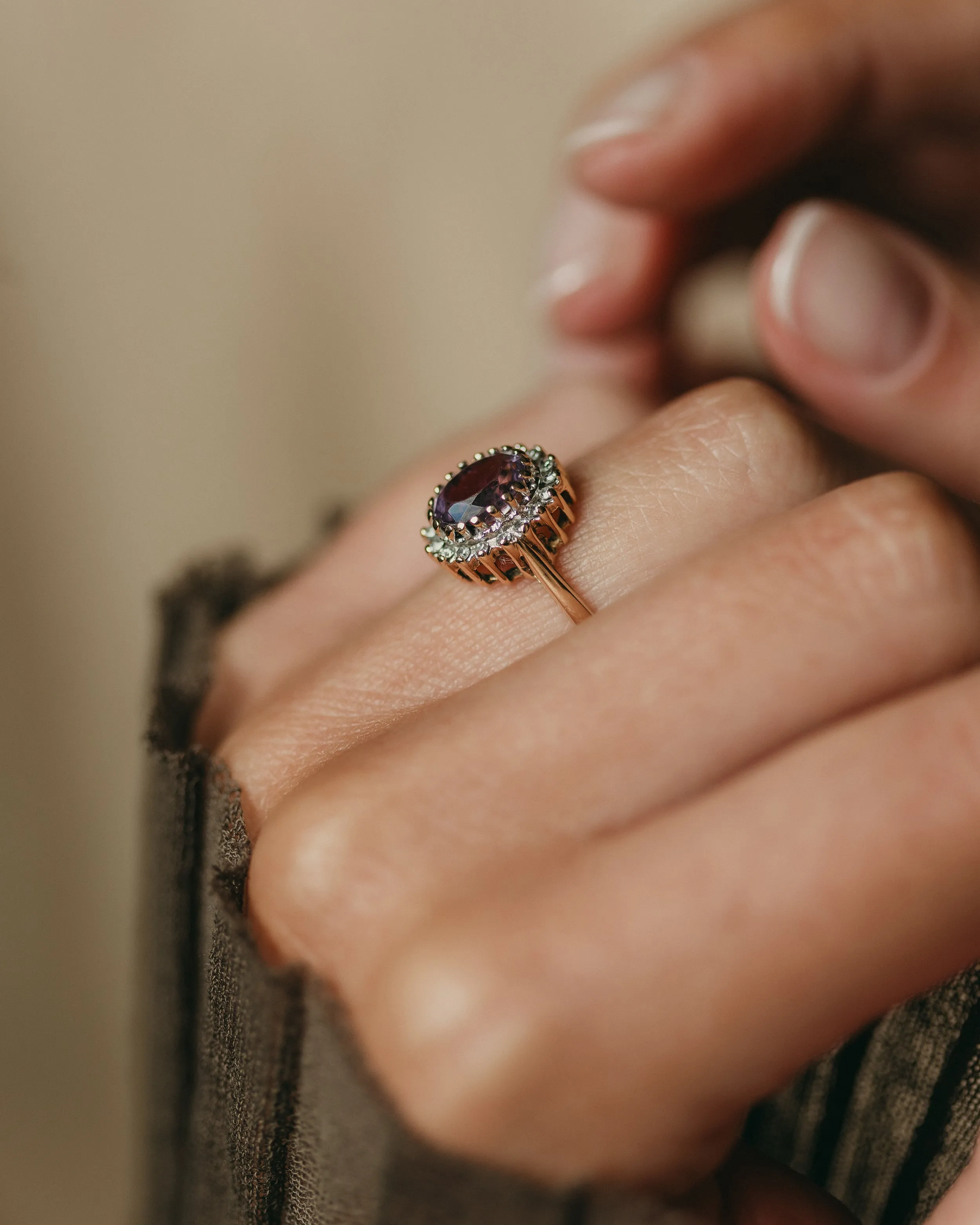 June 1990 Vintage 9ct Gold Amethyst & Diamond Cluster sold by Rock n Rose product image thumbnail 3