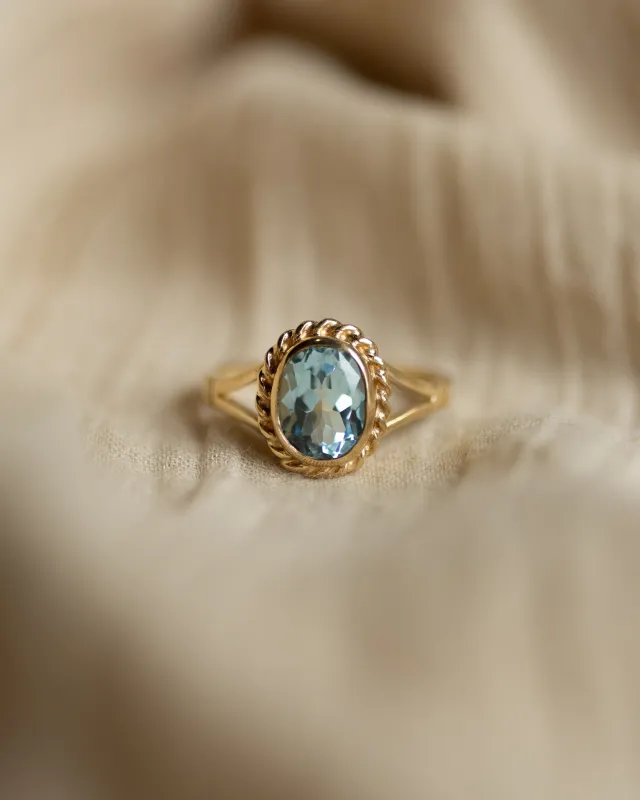 Eliza Vintage 9ct Gold Blue Spinel Single Stone Ring sold by Rock n Rose