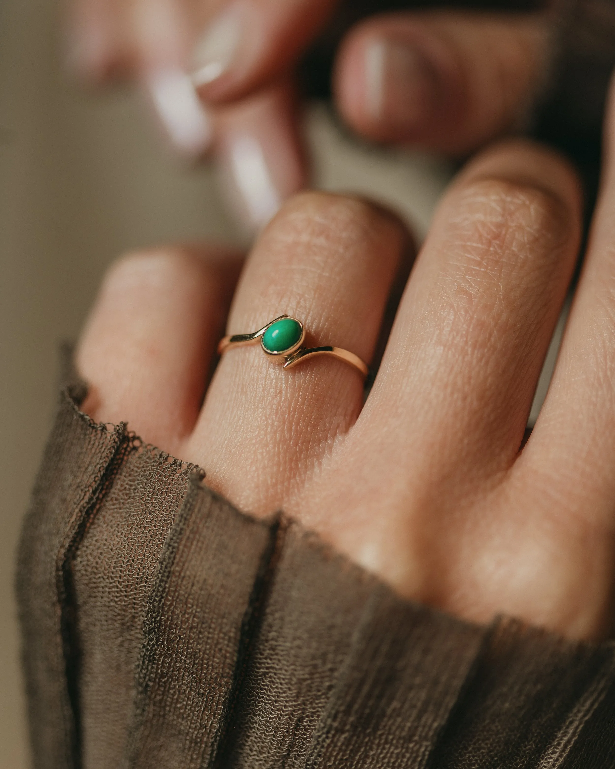Eva 1985 Vintage 9ct Gold Turquoise Single Stone Ring sold by Rock n Rose