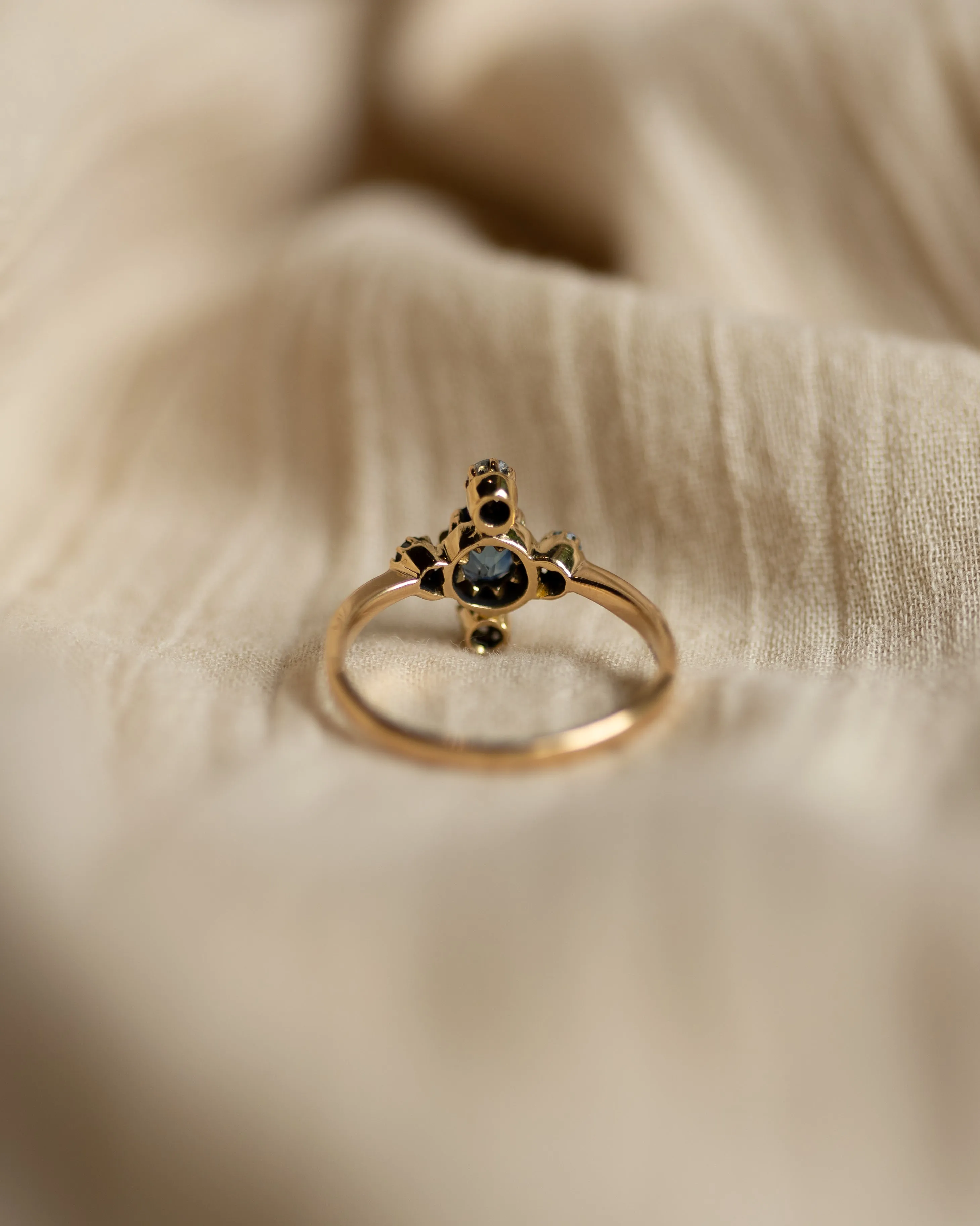 Genevieve Antique 18ct Gold Sapphire & Diamond Cluster Ring sold by Rock n Rose product image thumbnail 5