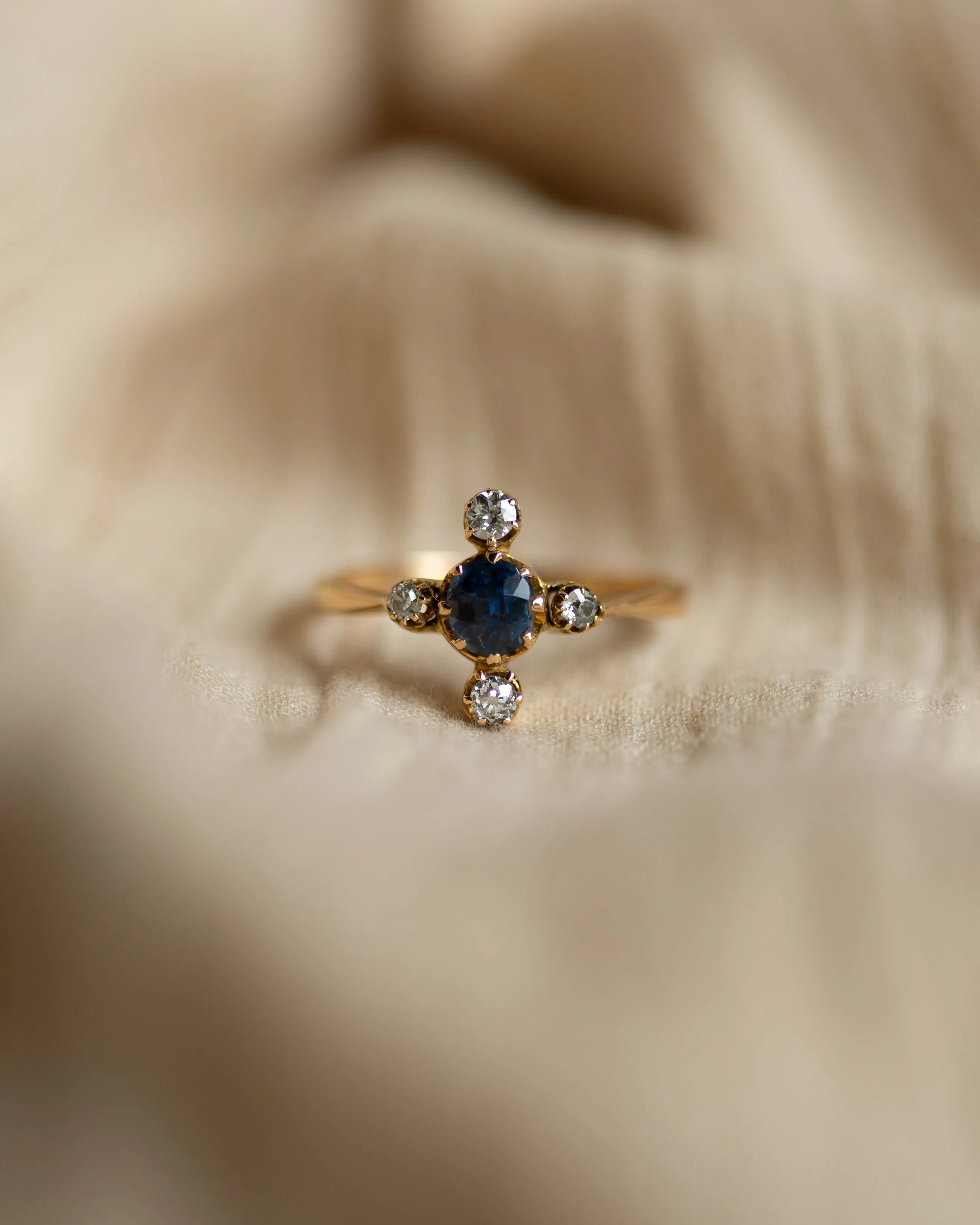 Genevieve Antique 18ct Gold Sapphire & Diamond Cluster Ring sold by Rock n Rose product image thumbnail 3