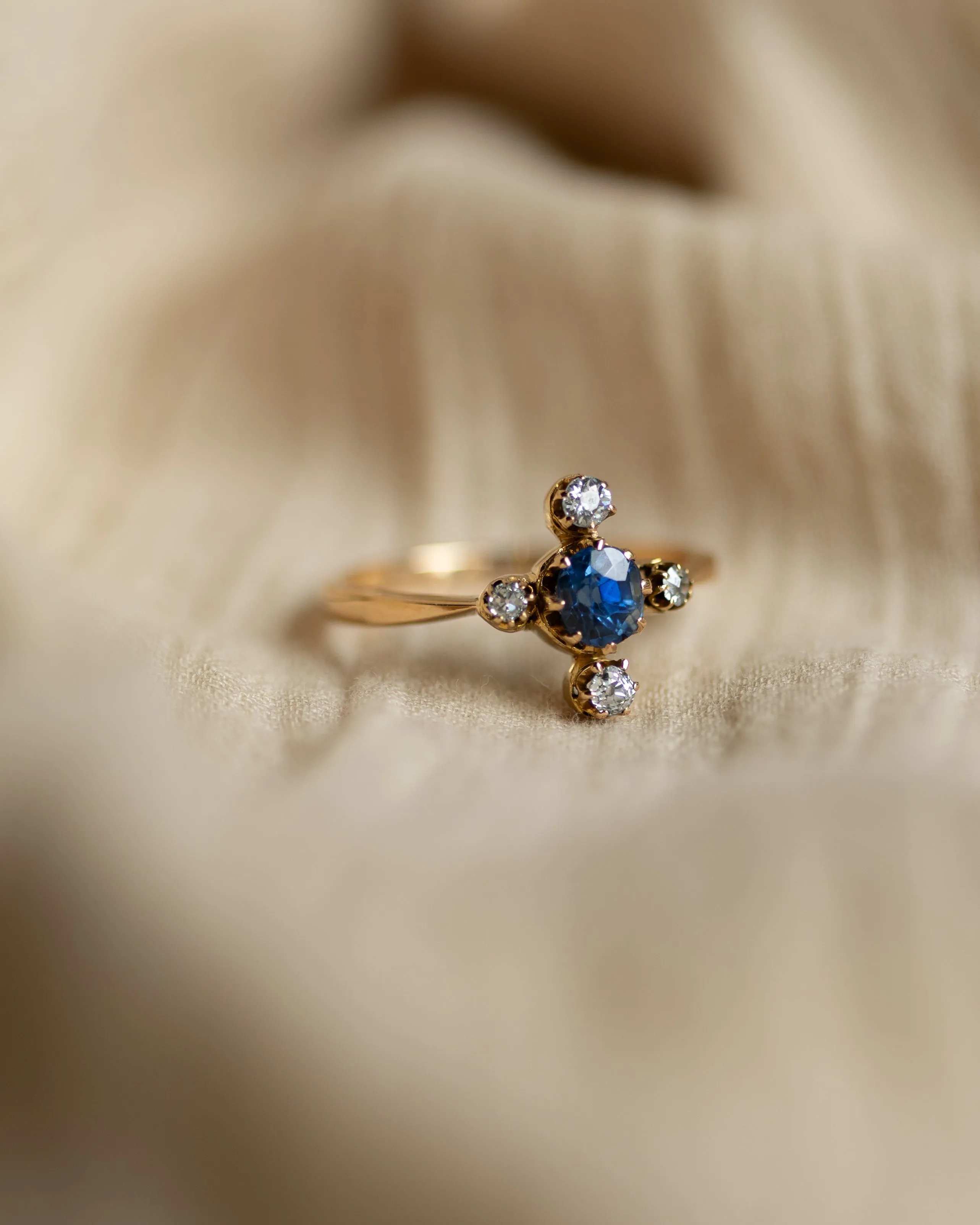 Genevieve Antique 18ct Gold Sapphire & Diamond Cluster Ring sold by Rock n Rose product image thumbnail 4