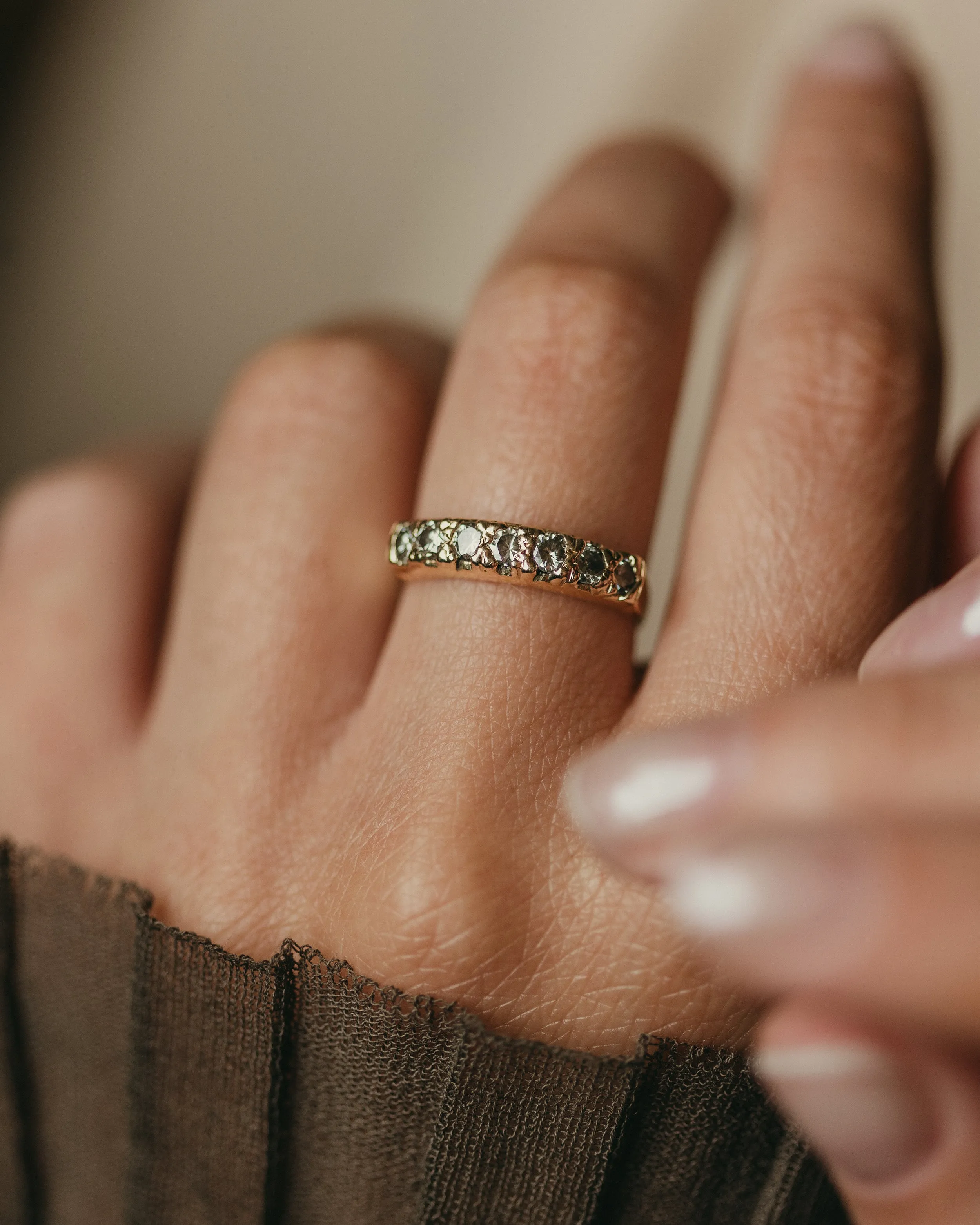 Laurel 1976 Vintage 18ct Gold Diamond Half Eternity Ring sold by Rock n Rose