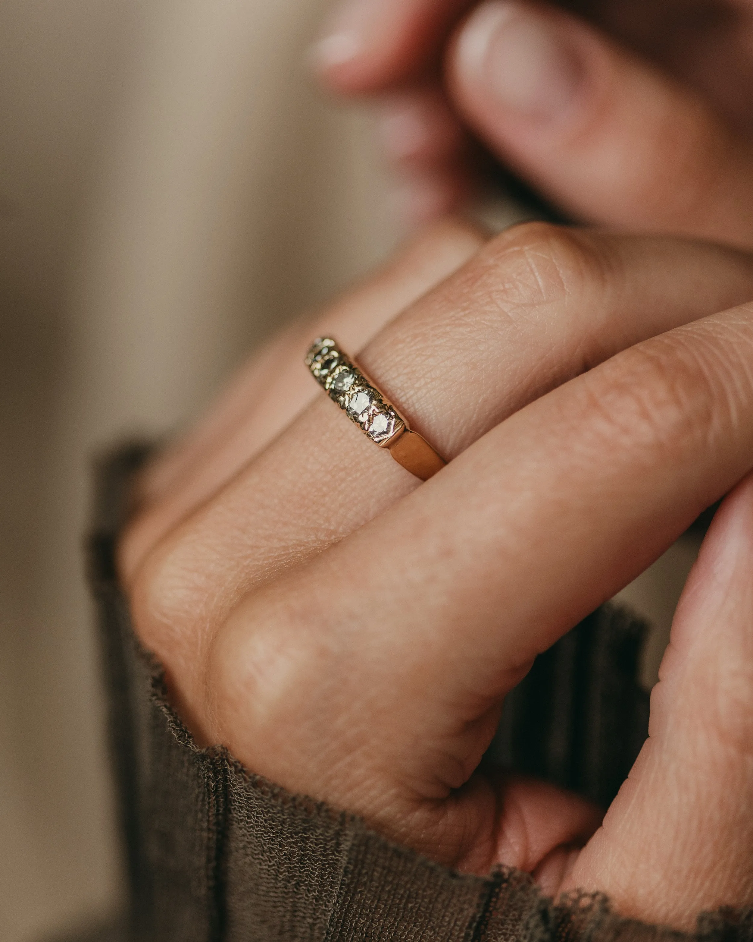 Laurel 1976 Vintage 18ct Gold Diamond Half Eternity Ring sold by Rock n Rose product image thumbnail 2