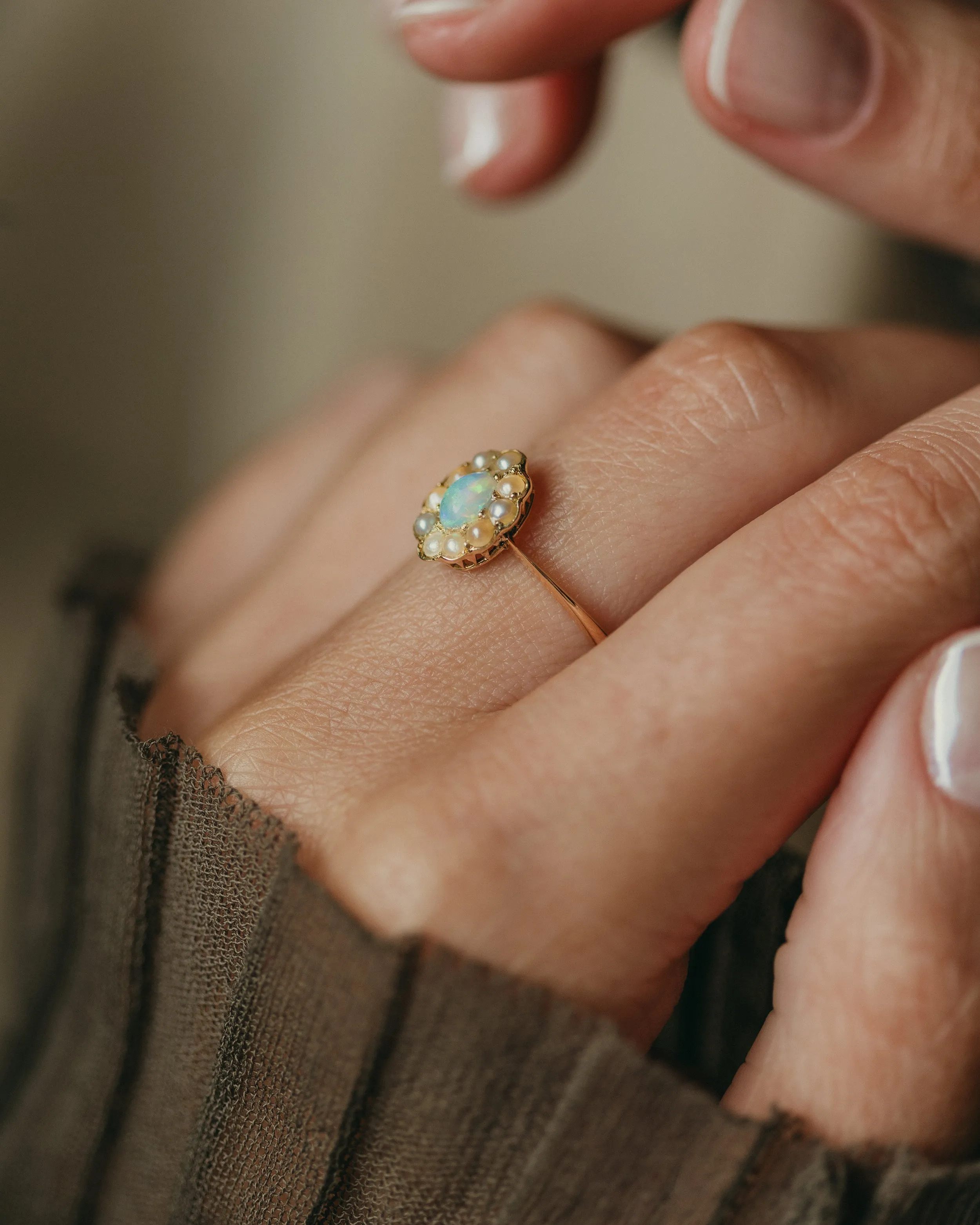 Bonnie Antique 18ct Gold Opal & Pearl Cluster Ring sold by Rock n Rose product image thumbnail 2