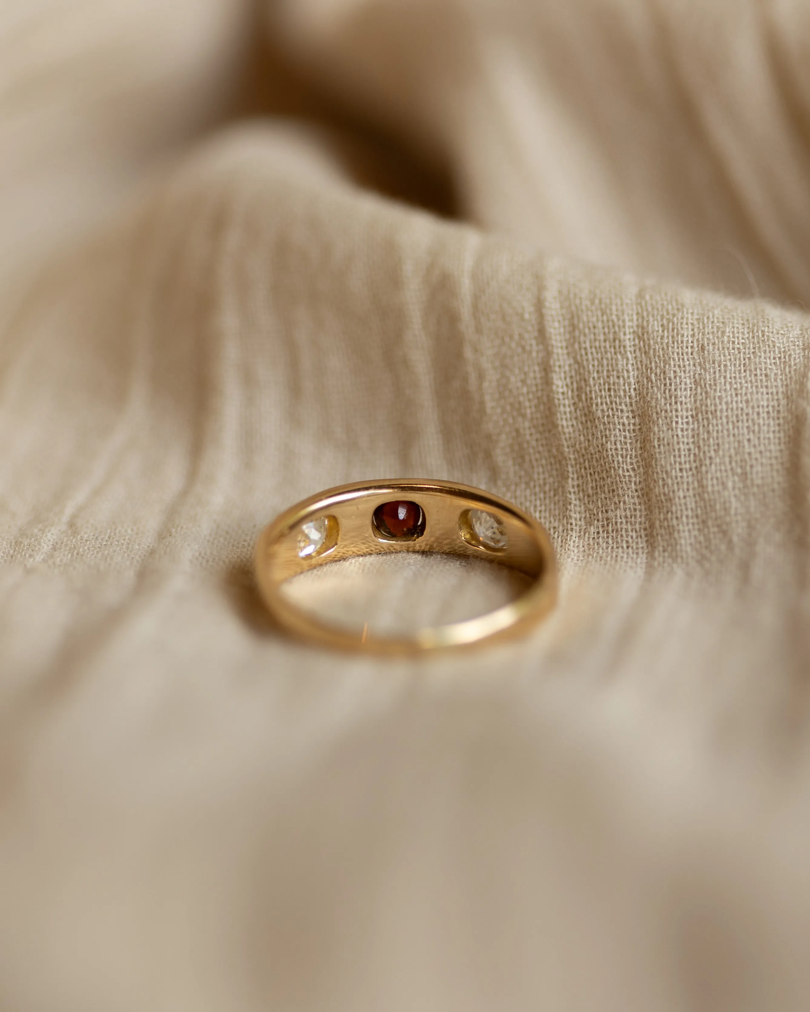 Sylvie Antique 18ct Gold Garnet & Diamond Trilogy Ring sold by Rock n Rose product image thumbnail 5