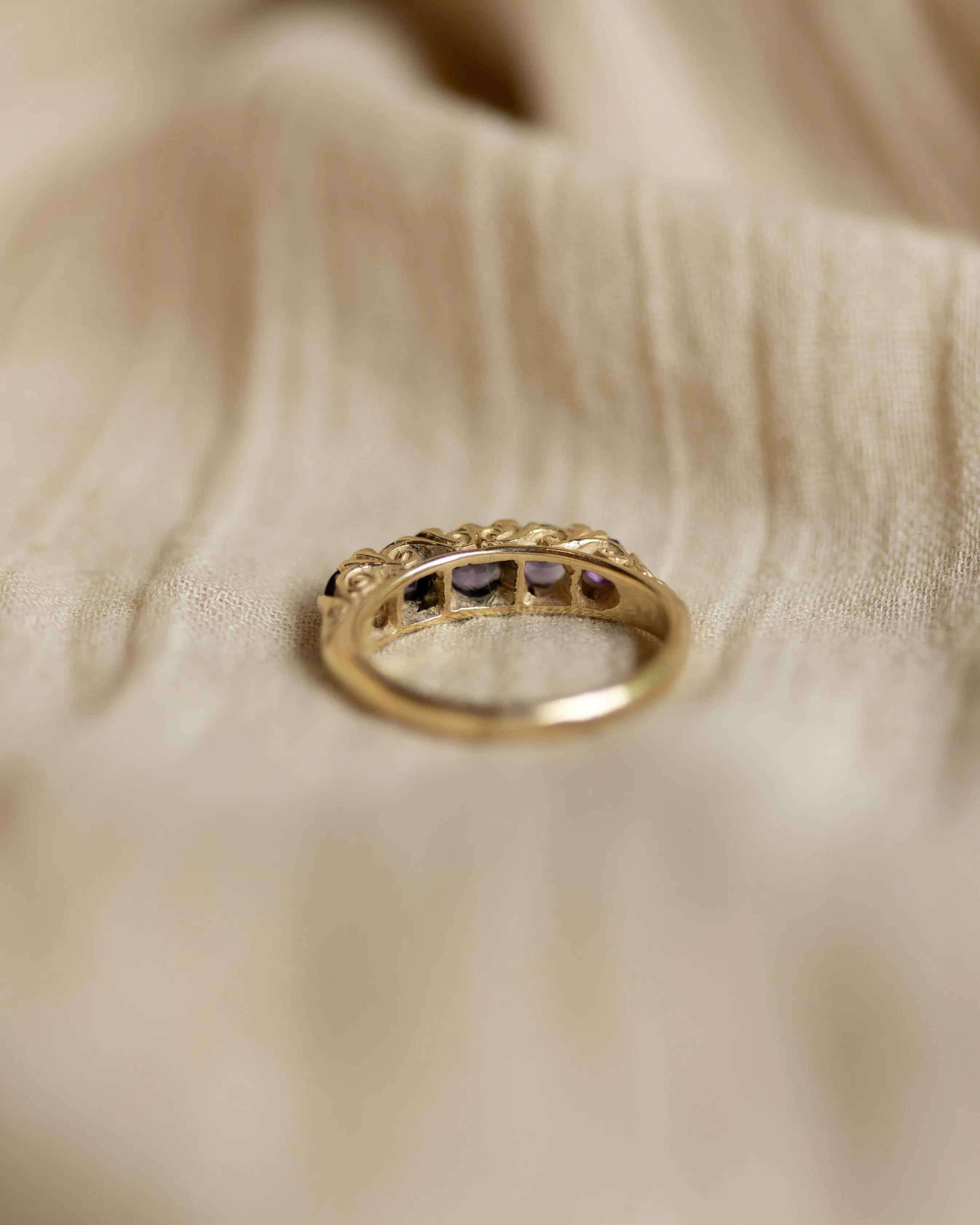 Harriet 1981 Vintage 9ct Gold Amethyst Five Stone Ring sold by Rock n Rose product image thumbnail 5