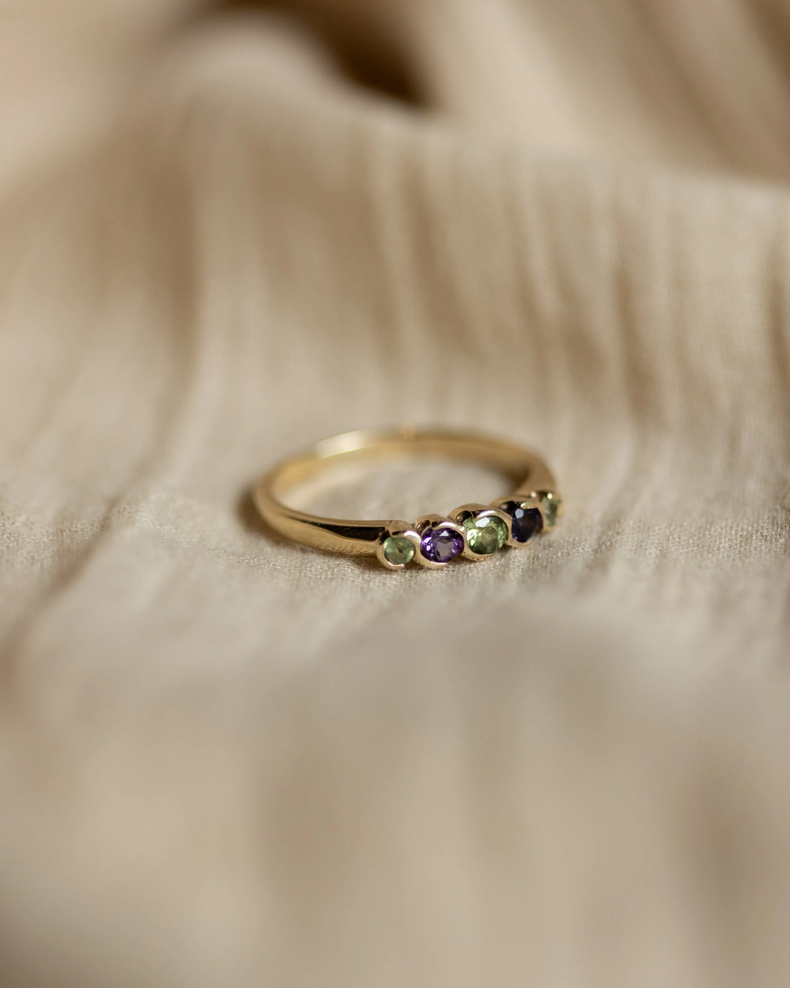 Nicole Vintage 9ct Gold Peridot & Amethyst Five Stone Ring sold by Rock n Rose product image thumbnail 4