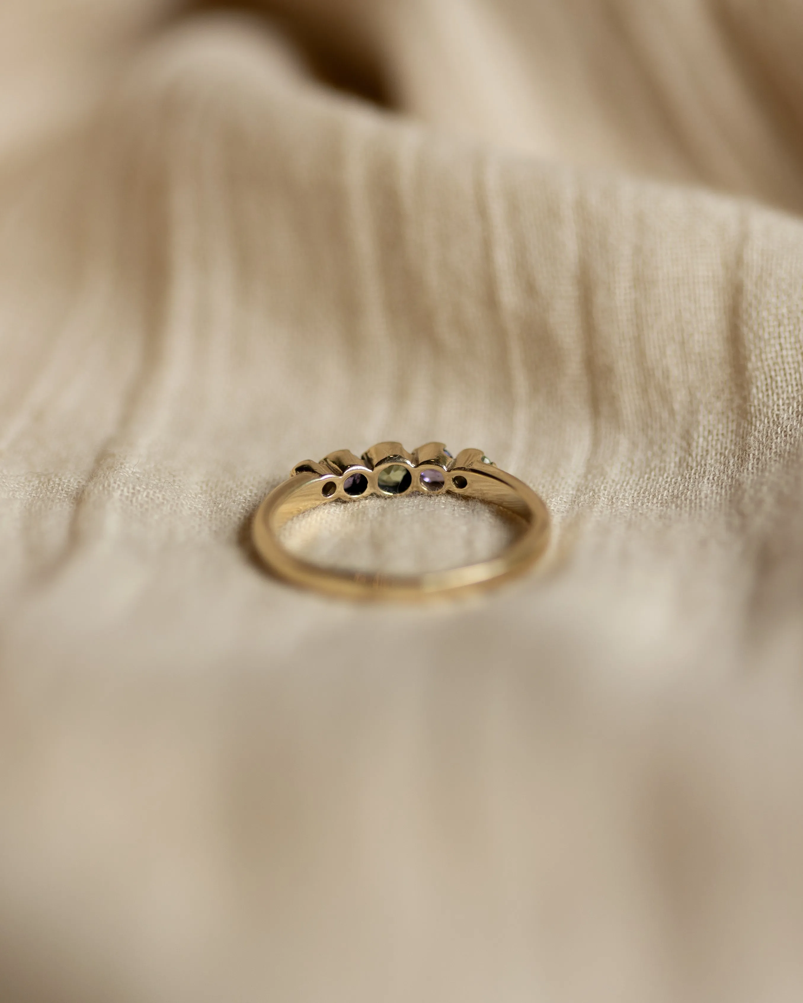 Nicole Vintage 9ct Gold Peridot & Amethyst Five Stone Ring sold by Rock n Rose product image thumbnail 5