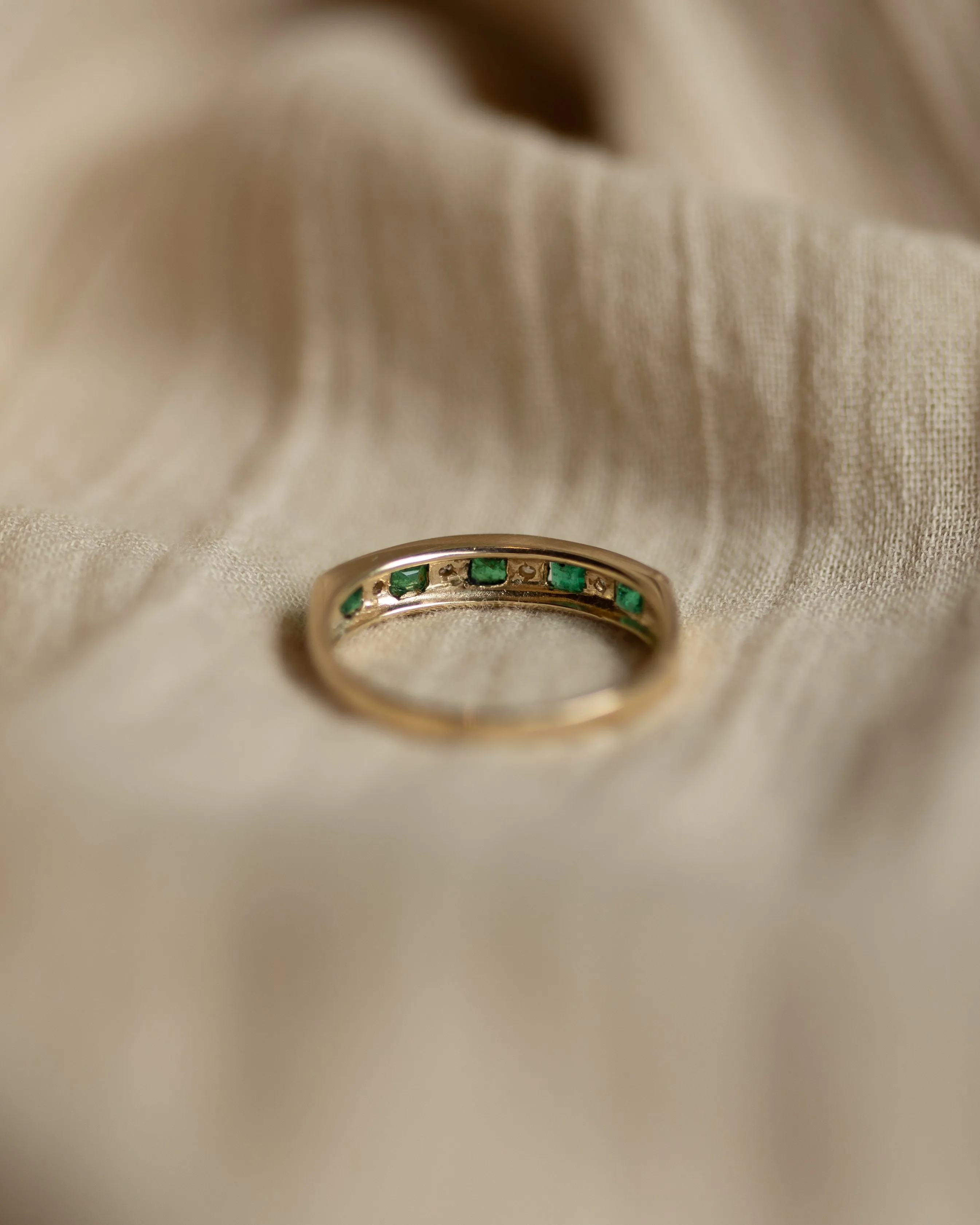 Renée 1991 Vintage 9ct Gold Emerald & Diamond Half Eternity Ring sold by Rock n Rose product image thumbnail 5