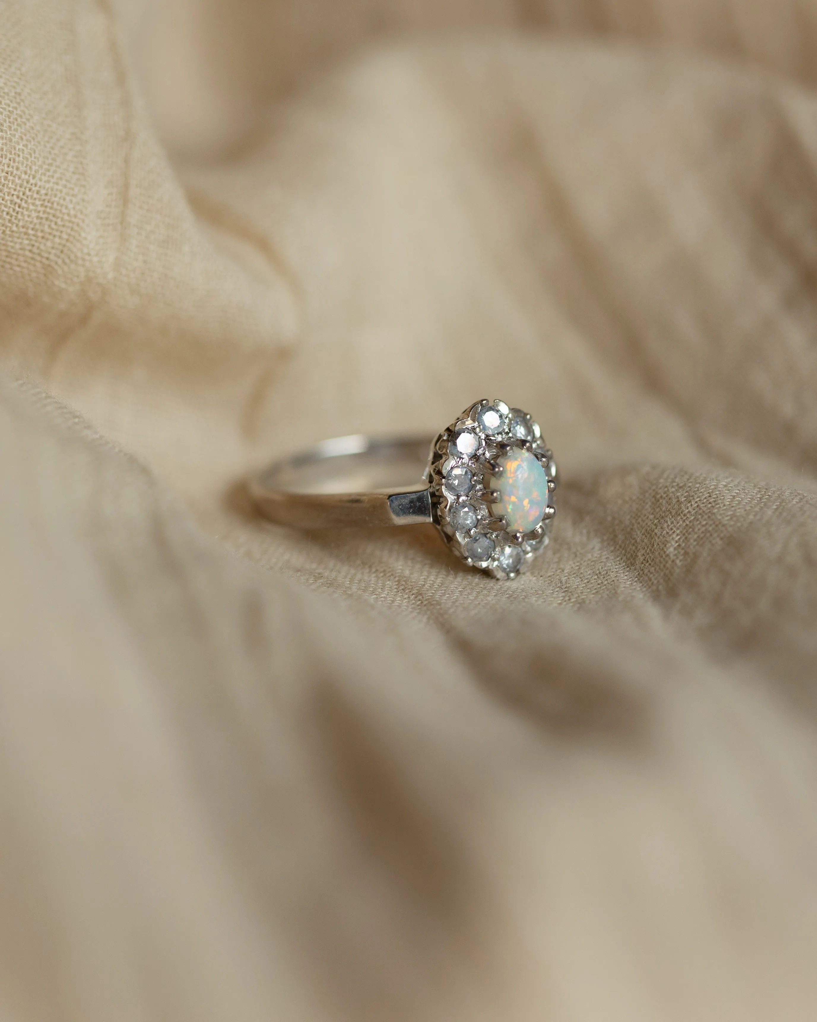 Annette Vintage 18ct White Gold Opal & Diamond Cluster Ring sold by Rock n Rose product image thumbnail 4
