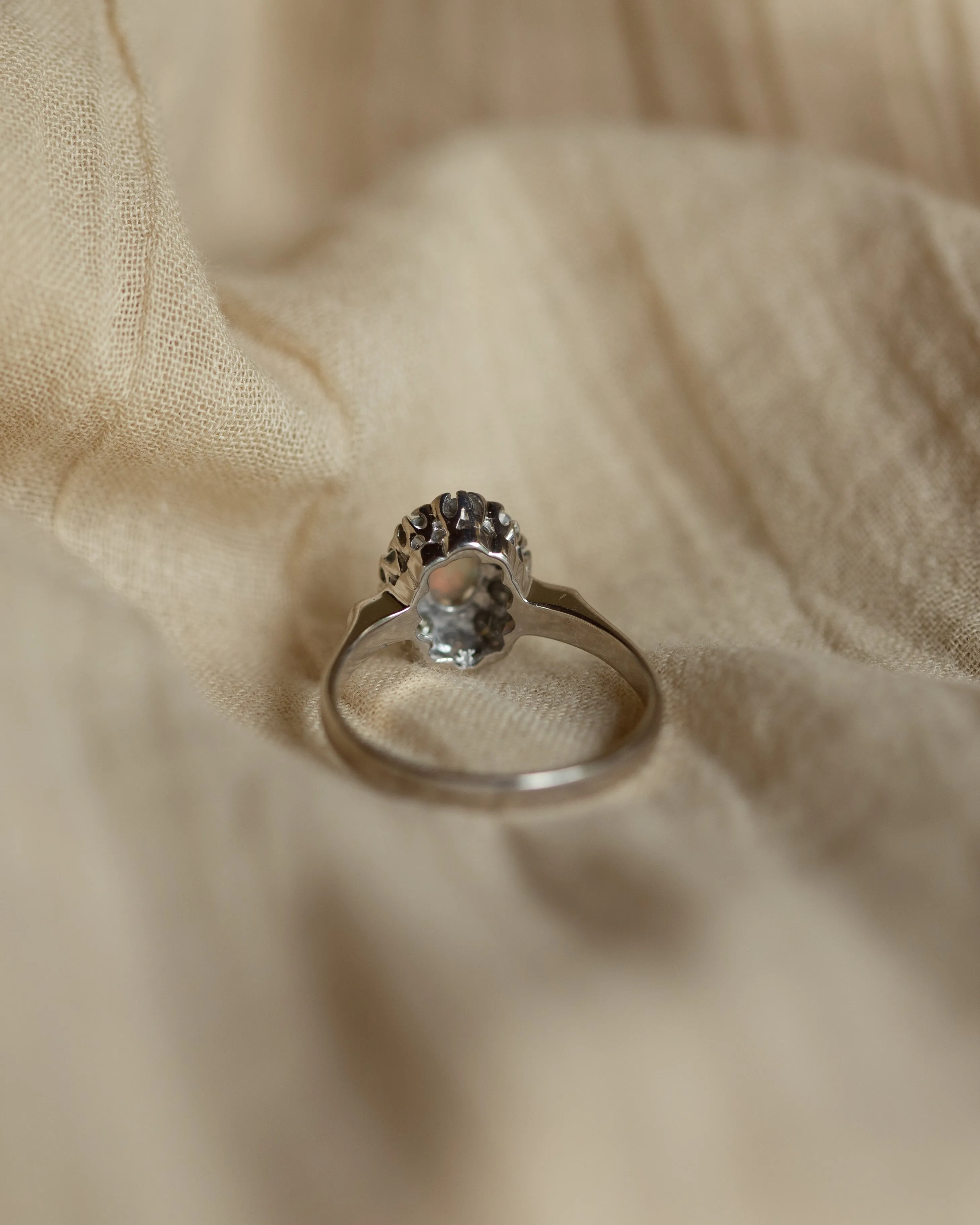 Annette Vintage 18ct White Gold Opal & Diamond Cluster Ring sold by Rock n Rose product image thumbnail 5