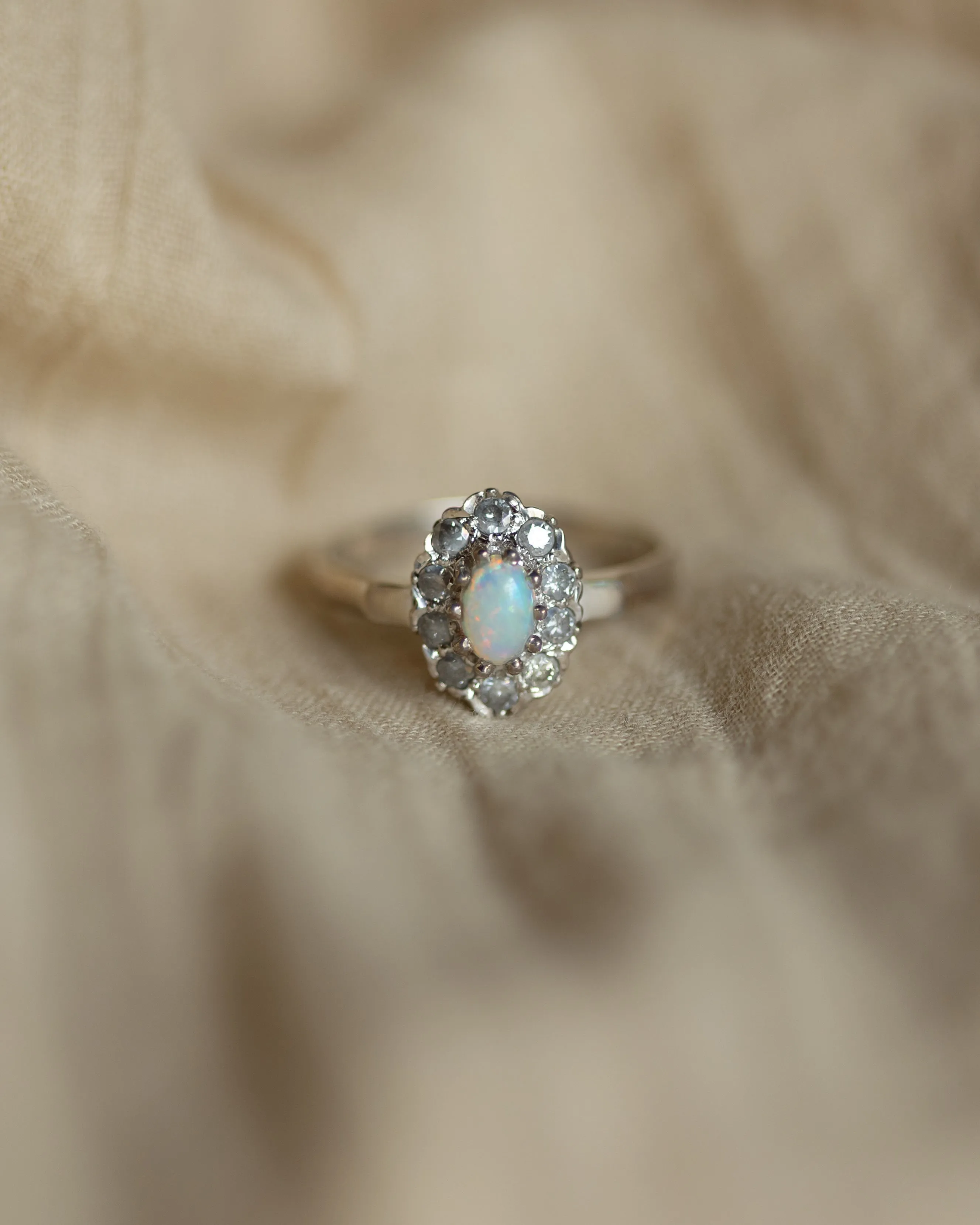 Annette Vintage 18ct White Gold Opal & Diamond Cluster Ring sold by Rock n Rose product image thumbnail 3