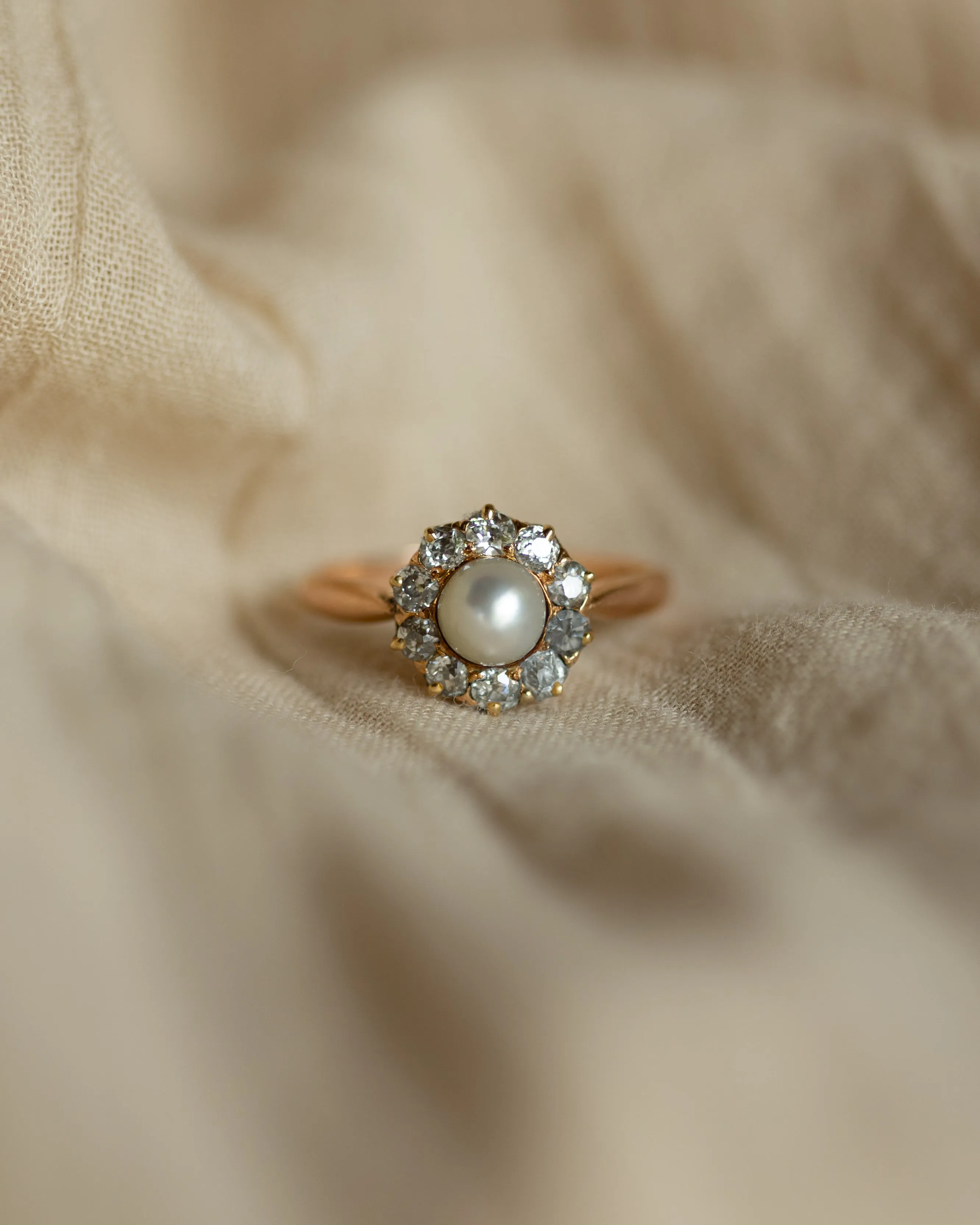 Anaïs Antique 14ct Gold Pearl & Diamond Cluster Ring sold by Rock n Rose product image thumbnail 3