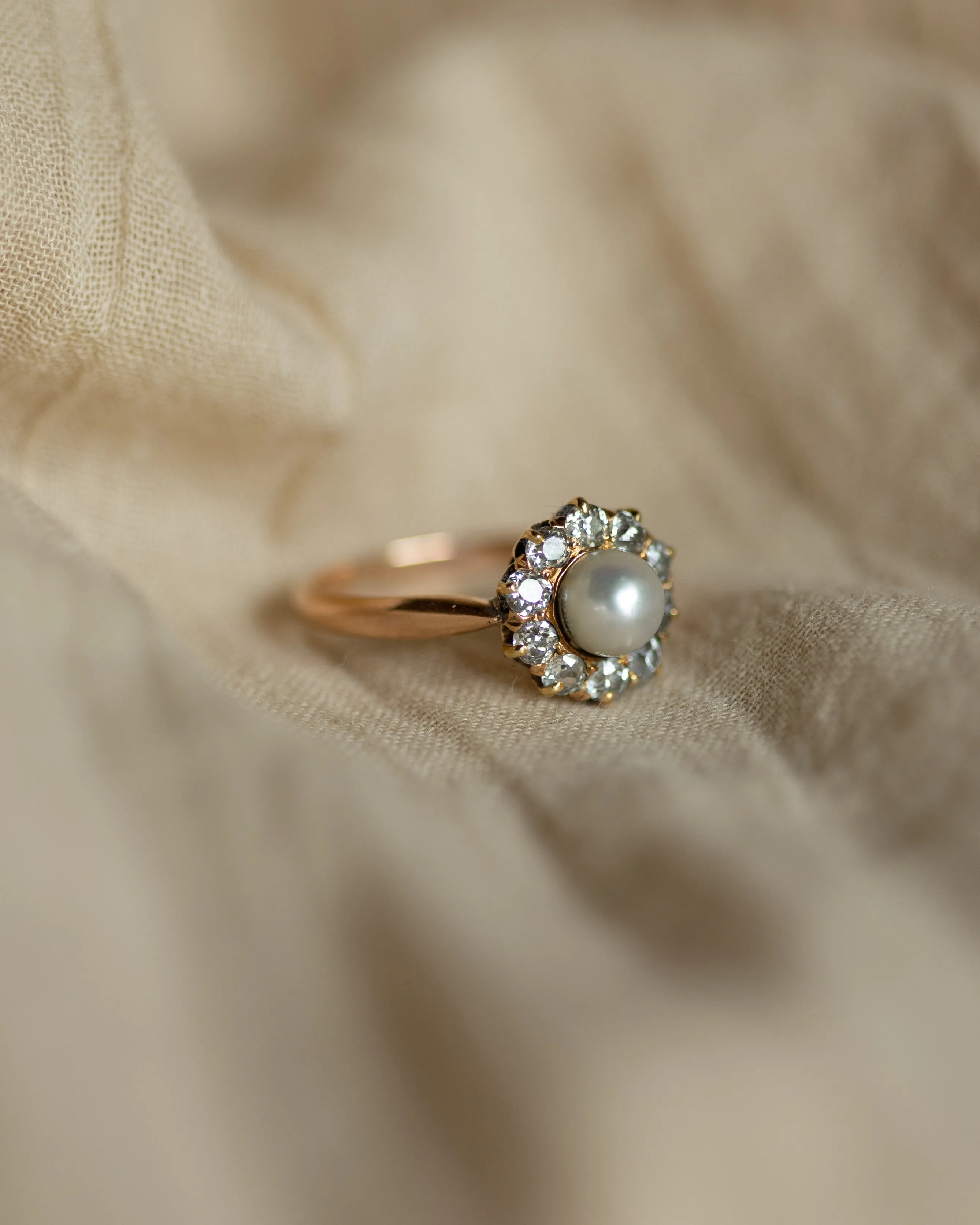 Anaïs Antique 14ct Gold Pearl & Diamond Cluster Ring sold by Rock n Rose product image thumbnail 4