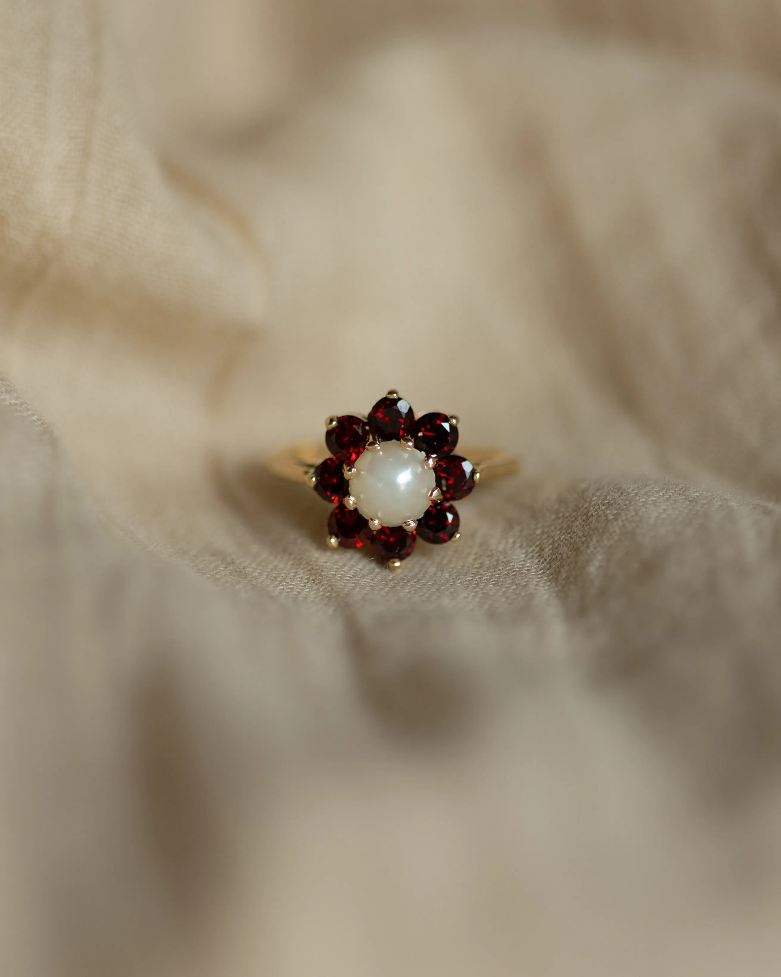 Juliette 1967 Vintage 9ct Gold Pearl & Garnet Cluster sold by Rock n Rose product image thumbnail 4