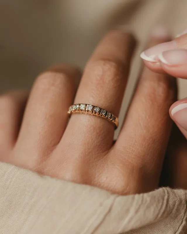 Ramona 1978 Vintage 9ct Gold Diamond Half Eternity Ring sold by Rock n Rose