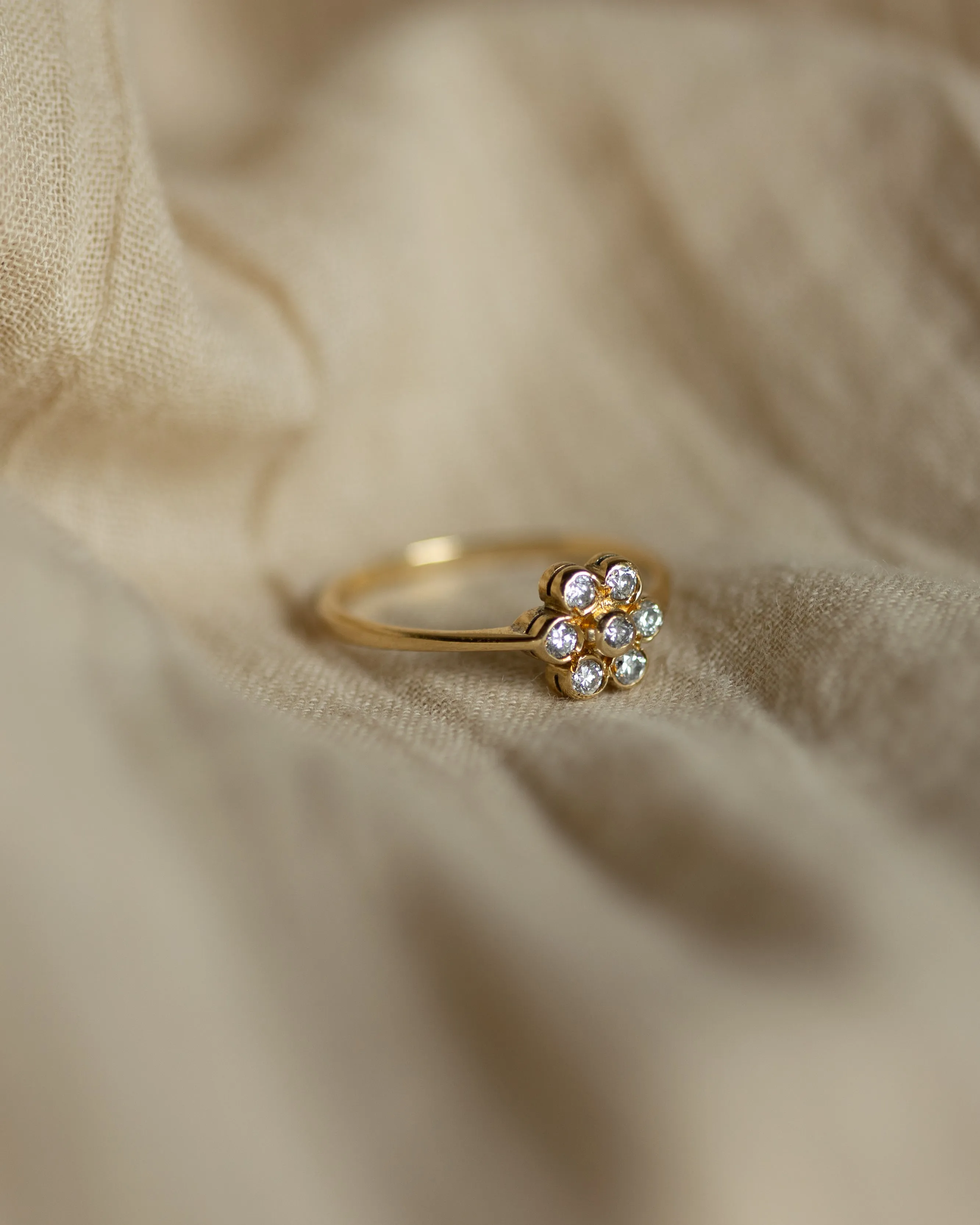 Josephine Vintage 18ct Gold Diamond Daisy Cluster Ring sold by Rock n Rose product image thumbnail 4
