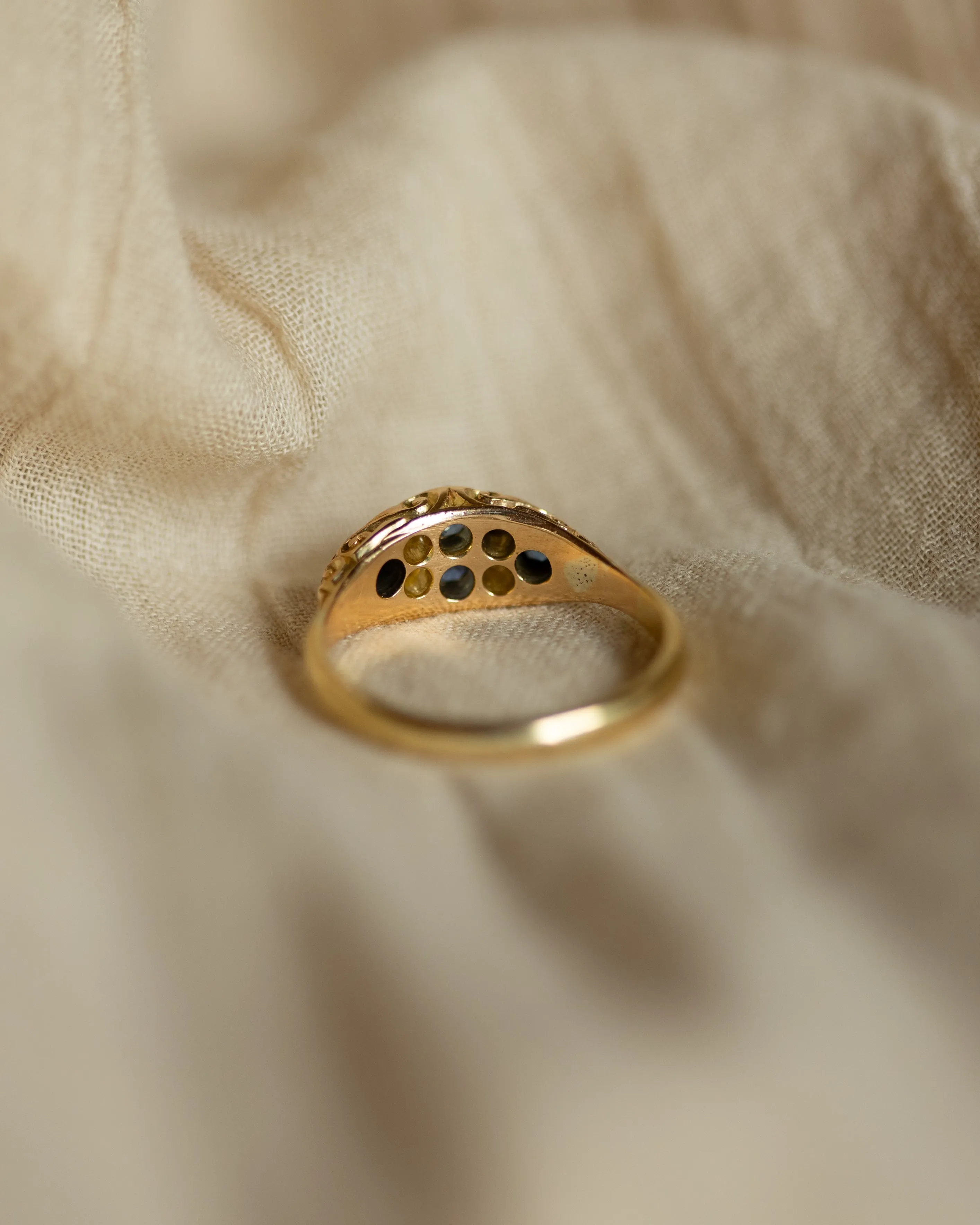 Elisabeth Antique 18ct Gold Sapphire & Diamond Eight Stone Ring sold by Rock n Rose product image thumbnail 5