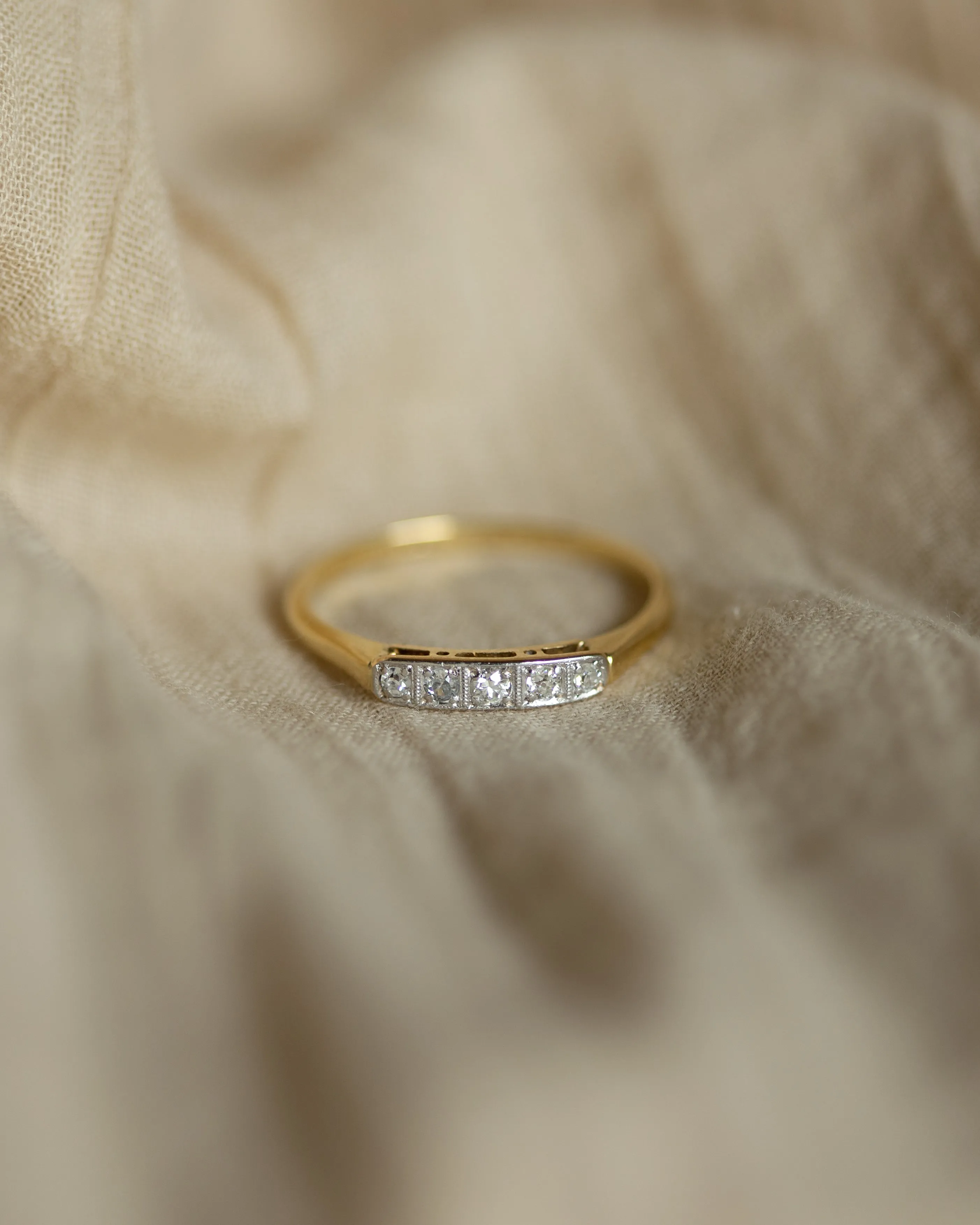 Jacqueline Antique Art Deco 18ct Gold Five Stone Diamond Ring sold by Rock n Rose product image thumbnail 3
