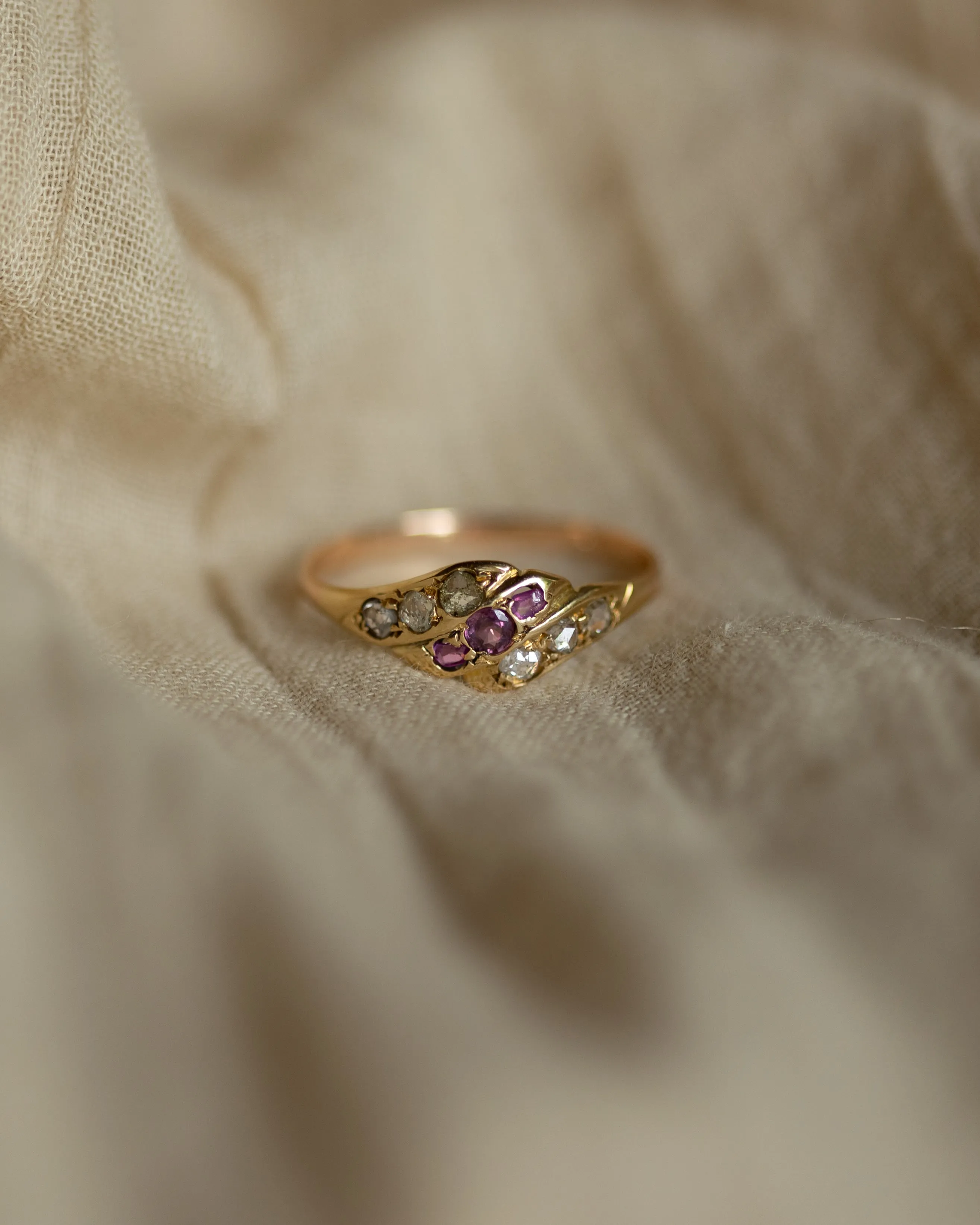 Justine Antique 15ct Gold Ruby & Diamond Twist Ring sold by Rock n Rose product image thumbnail 3