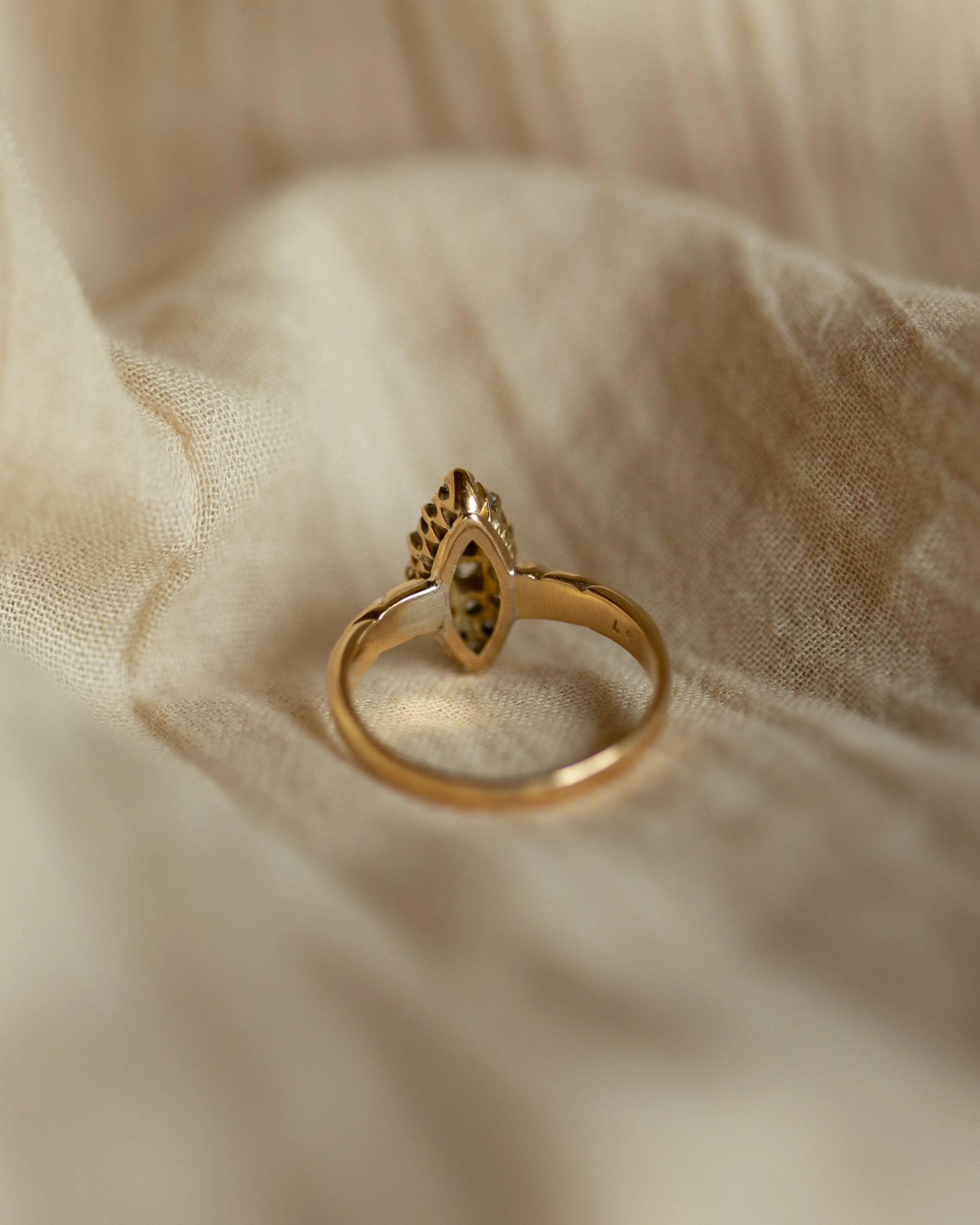 Angélique 1904 Antique 18ct Gold Diamond Marquise Cluster Ring sold by Rock n Rose product image thumbnail 5