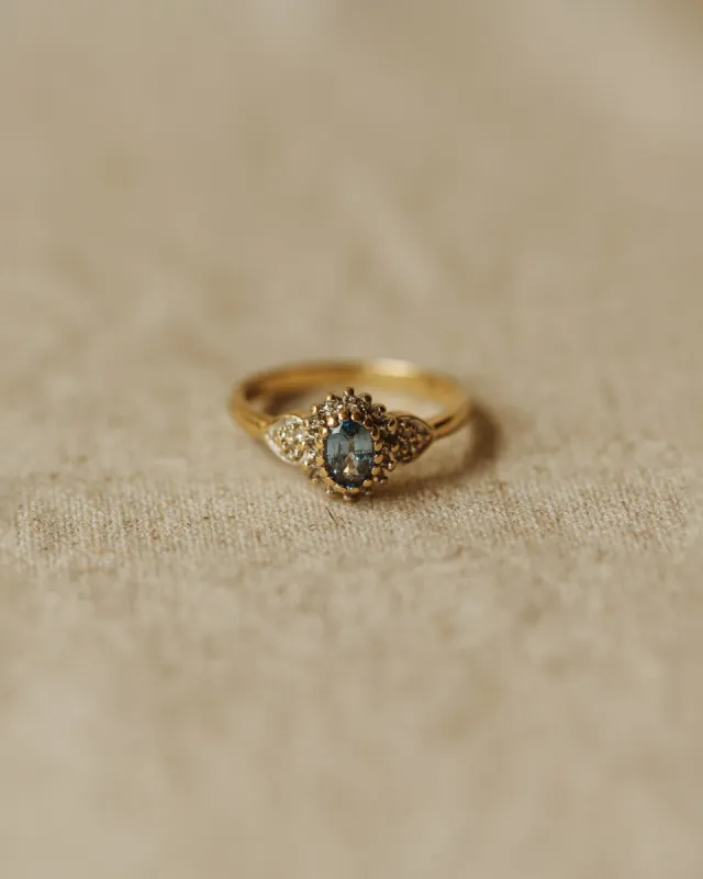 Eliza Vintage 9ct Gold Blue Topaz & Diamond Ring sold by Rock n Rose