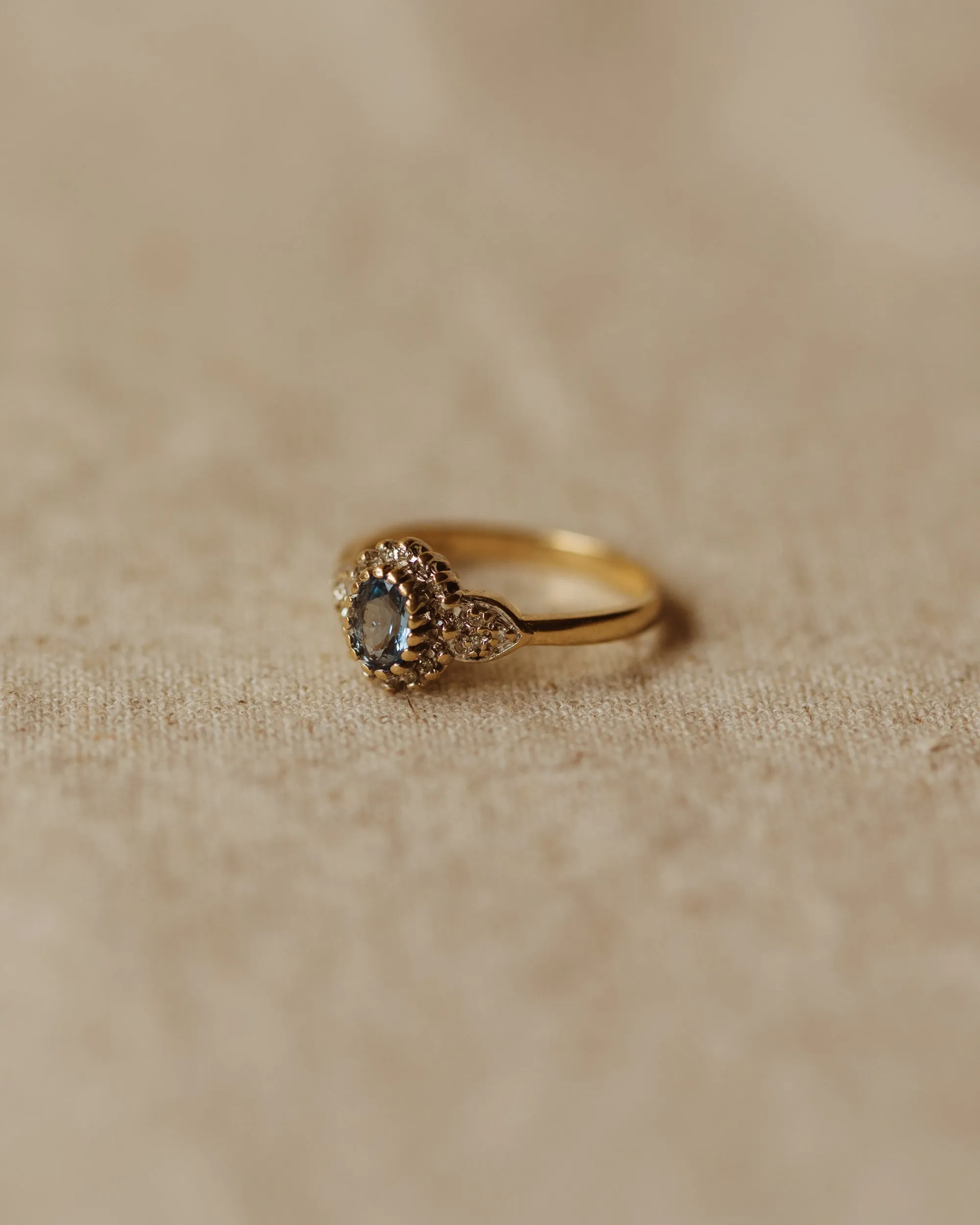 Eliza Vintage 9ct Gold Blue Topaz & Diamond Ring sold by Rock n Rose product image thumbnail 3