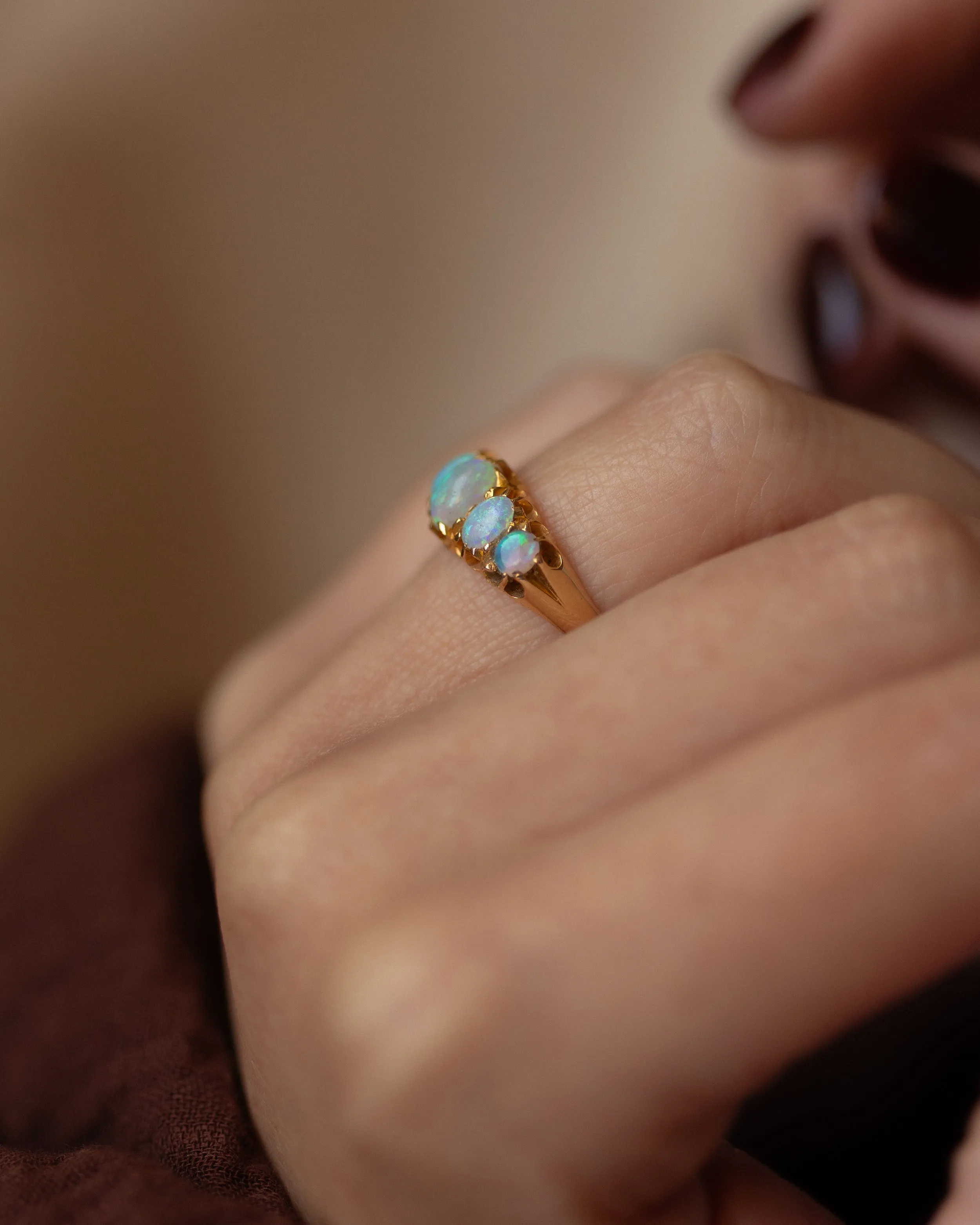 Paloma Antique 18ct Gold Opal Five Stone Ring sold by Rock n Rose product image thumbnail 3