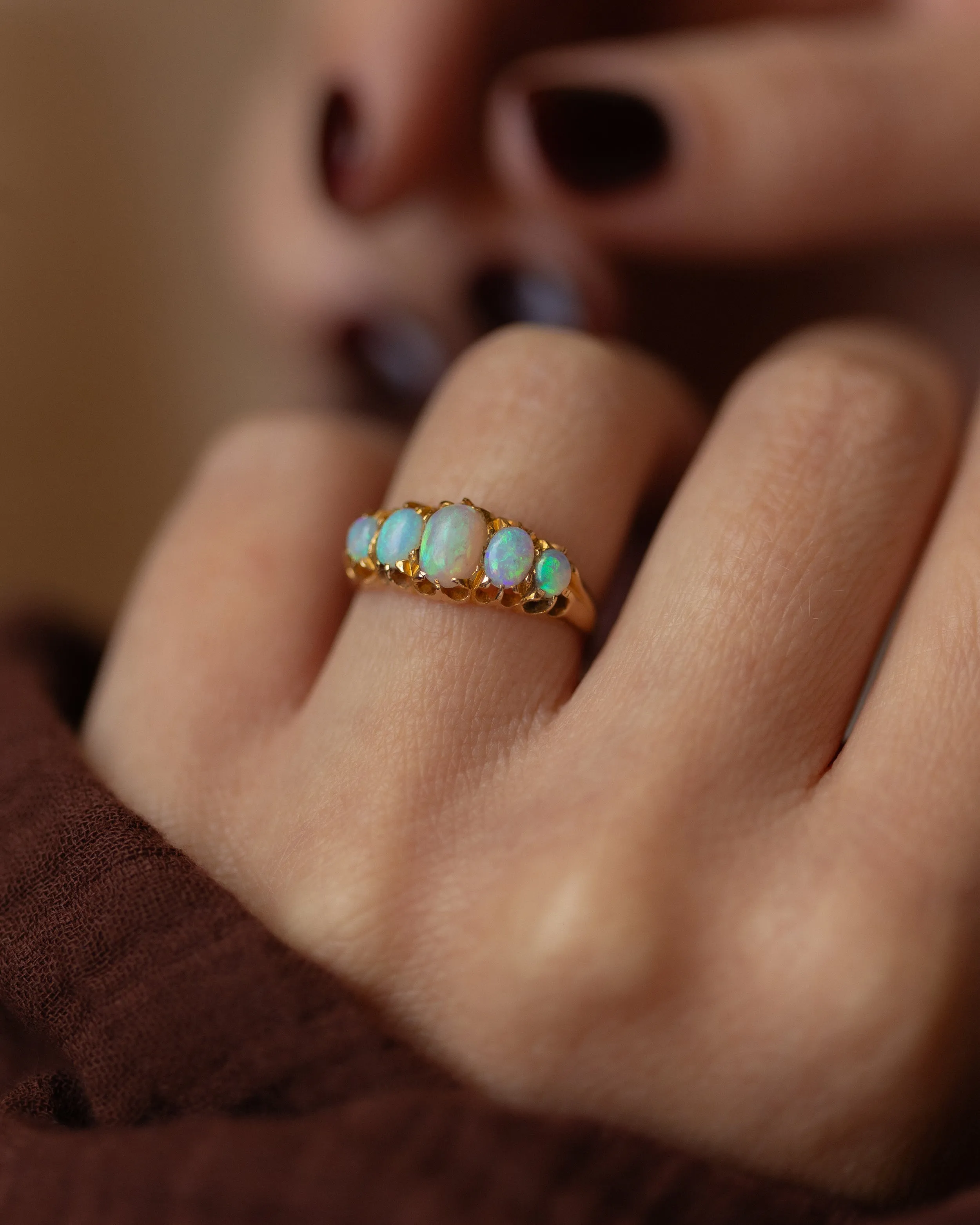 Paloma Antique 18ct Gold Opal Five Stone Ring sold by Rock n Rose product image thumbnail 2