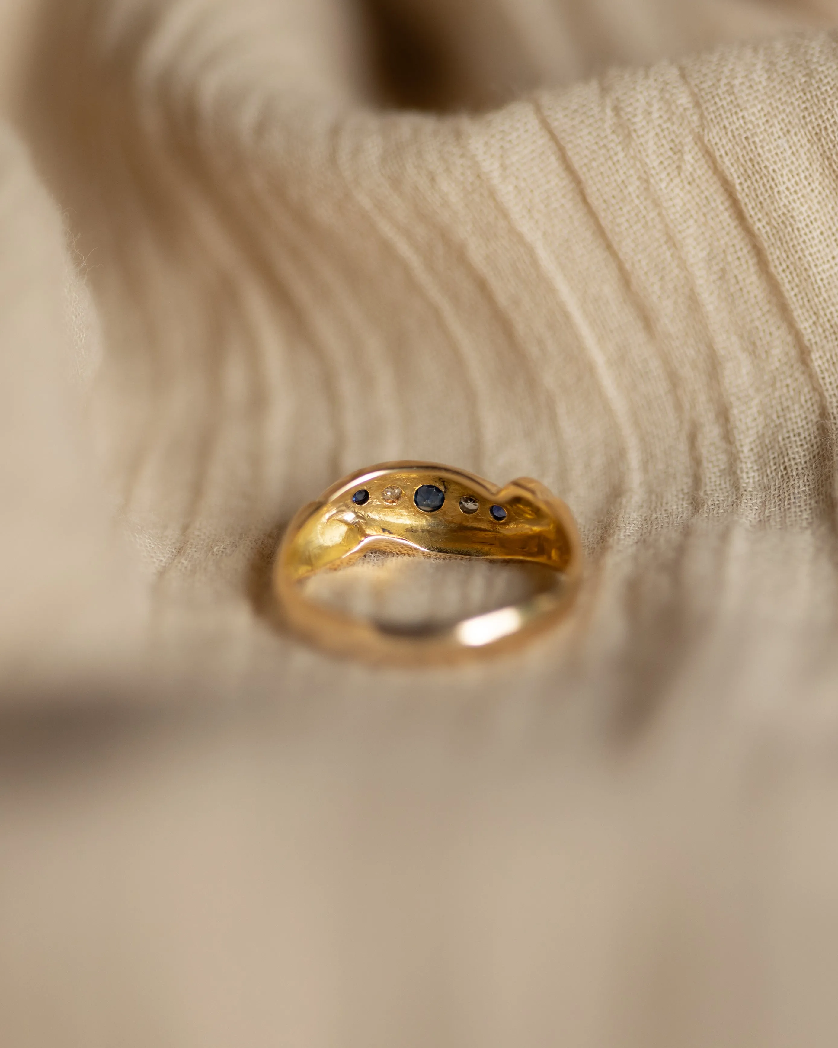 Hortense 1919 Antique 18ct Gold Sapphire & Diamond Five Stone Ring sold by Rock n Rose product image thumbnail 5