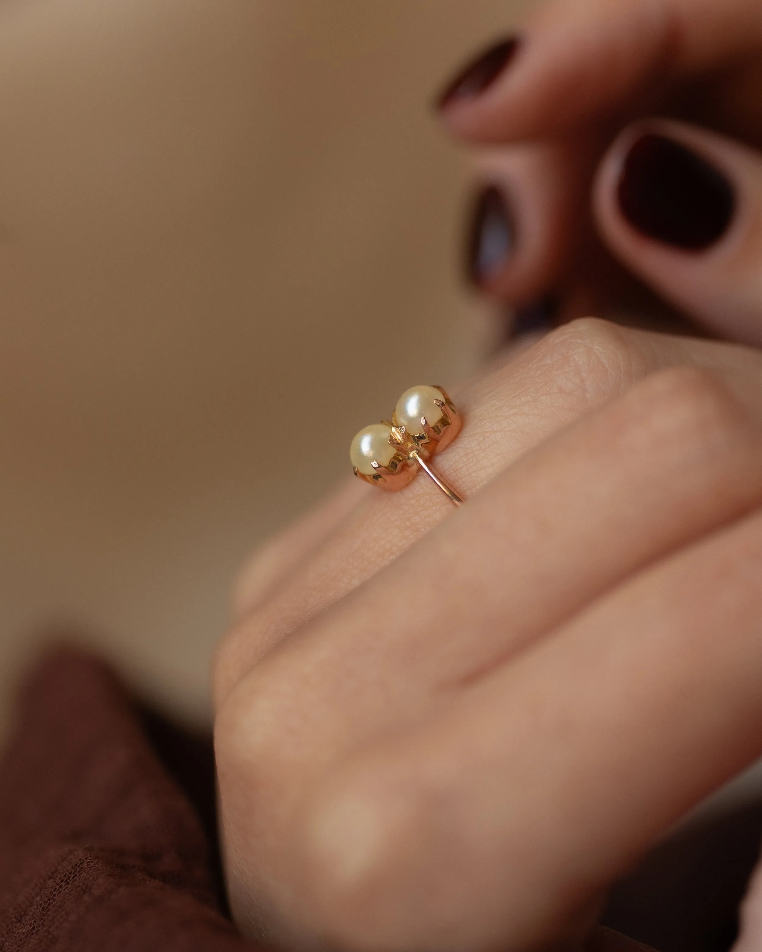 Violetta Vintage 9ct Gold Pearl Toi Et Moi Ring sold by Rock n Rose product image thumbnail 2