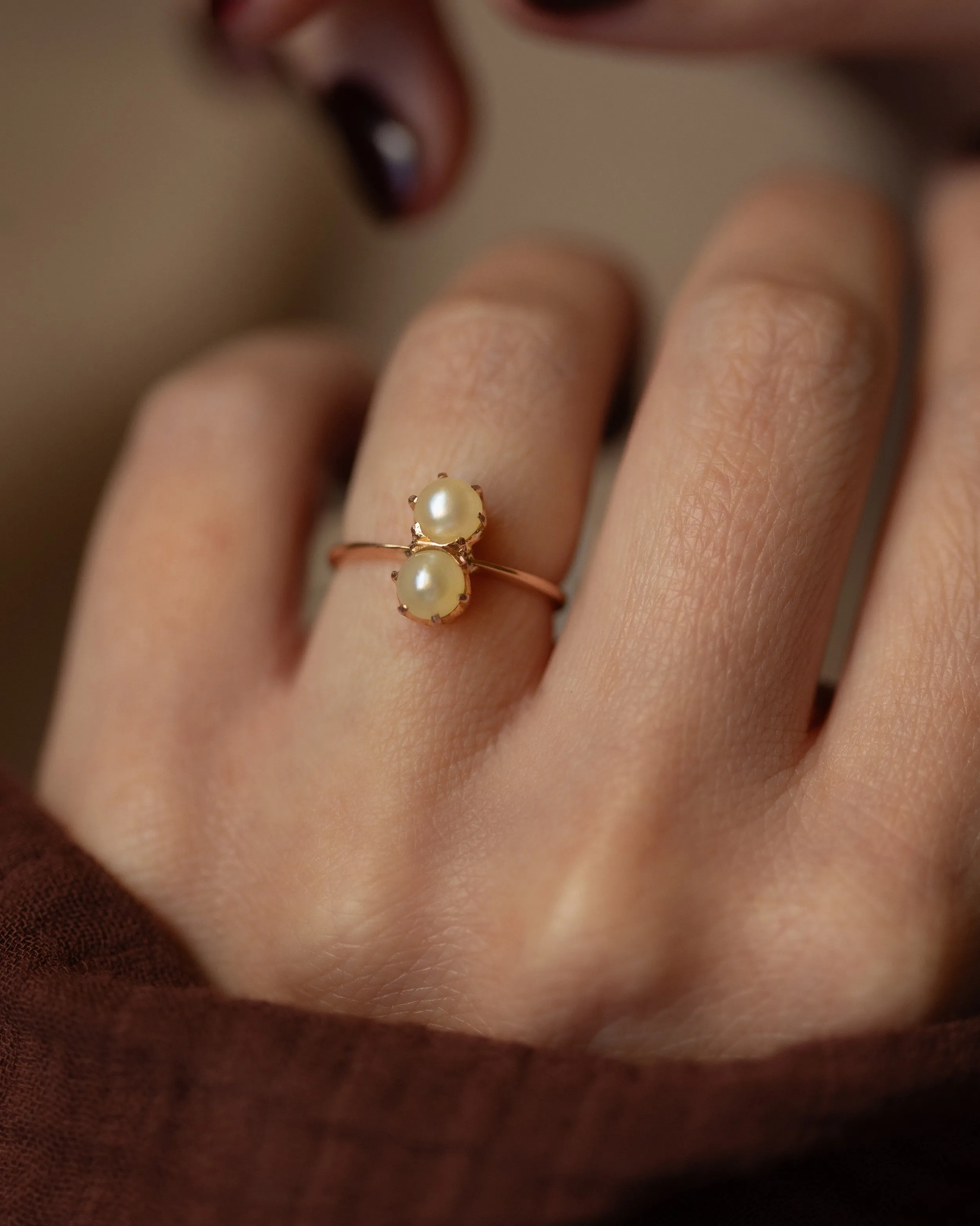 Violetta Vintage 9ct Gold Pearl Toi Et Moi Ring sold by Rock n Rose