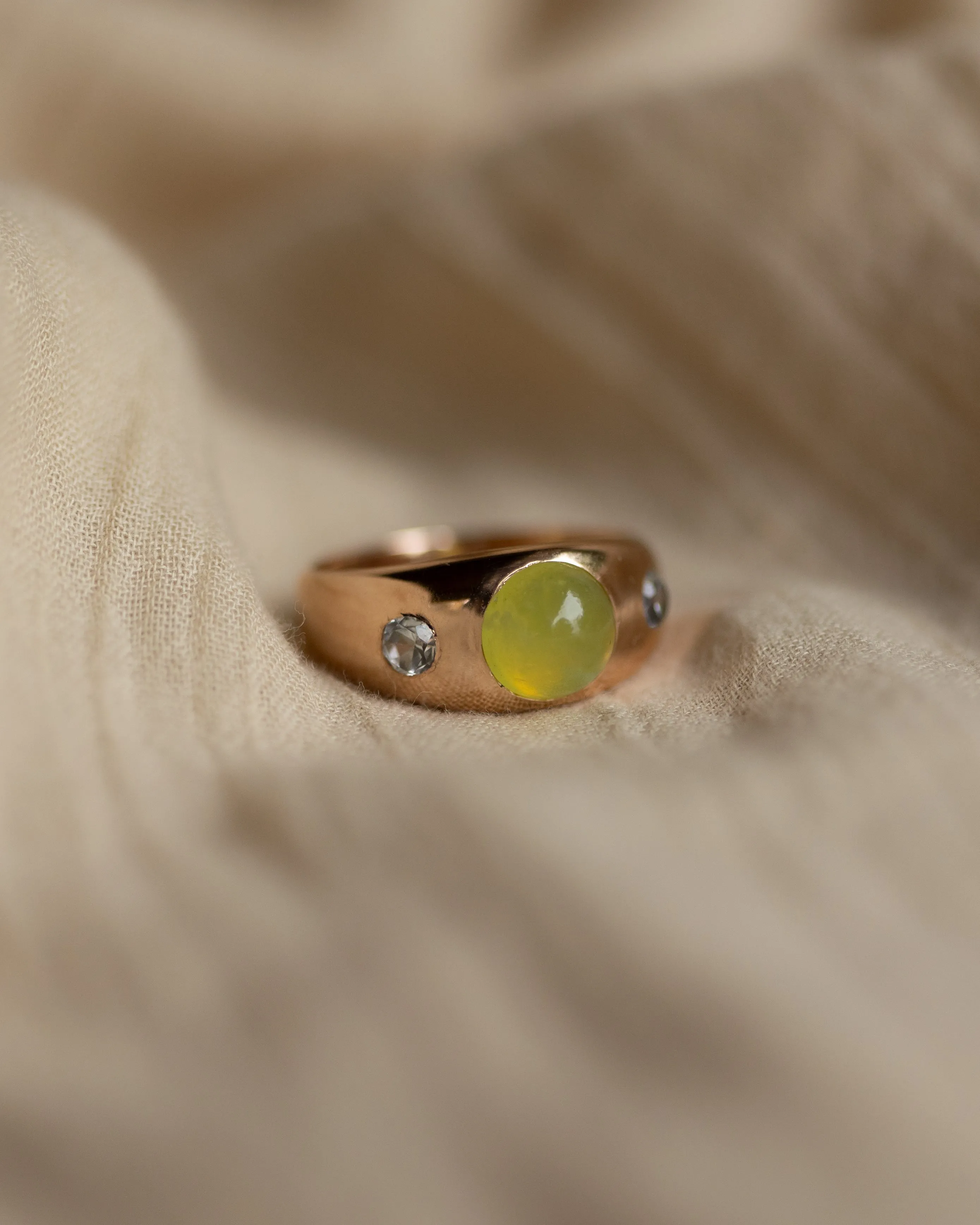 Emilienne Vintage 9ct Gold Chrysoberyl & Diamond Trilogy Ring sold by Rock n Rose product image thumbnail 4