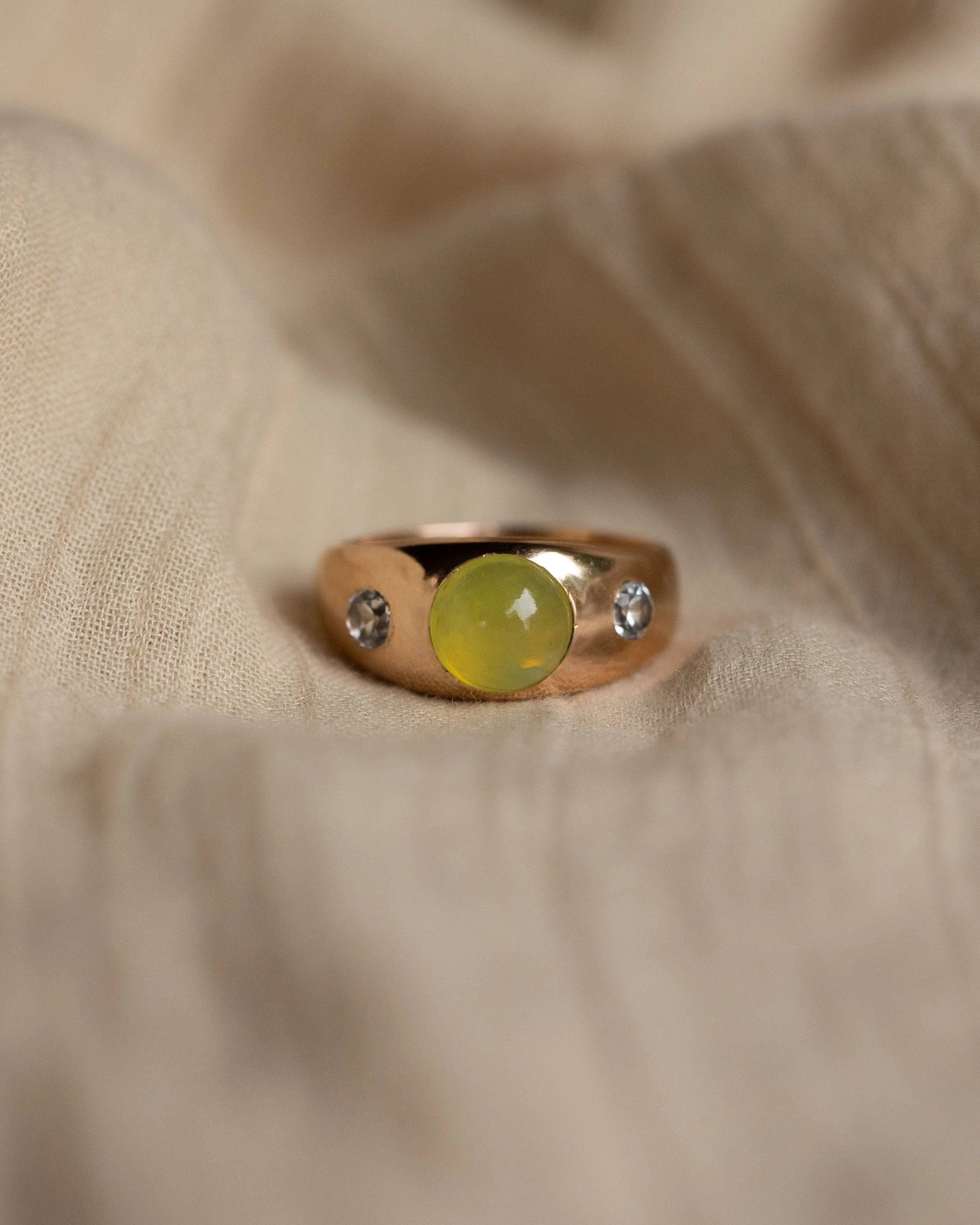 Emilienne Vintage 9ct Gold Chrysoberyl & Diamond Trilogy Ring sold by Rock n Rose product image thumbnail 3