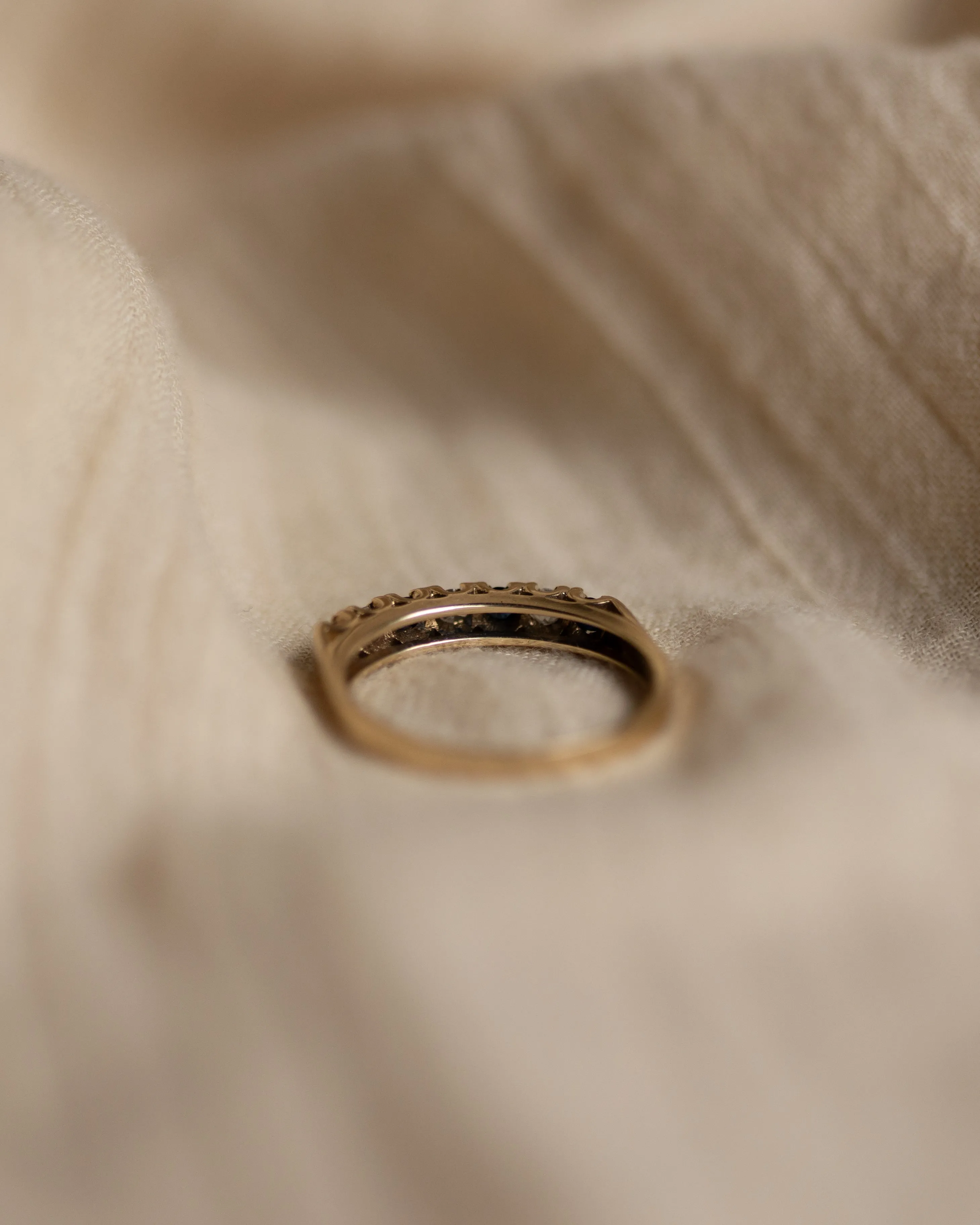 Annette 1982 Vintage 9ct Gold Sapphire & Diamond Half Eternity Ring sold by Rock n Rose product image thumbnail 5