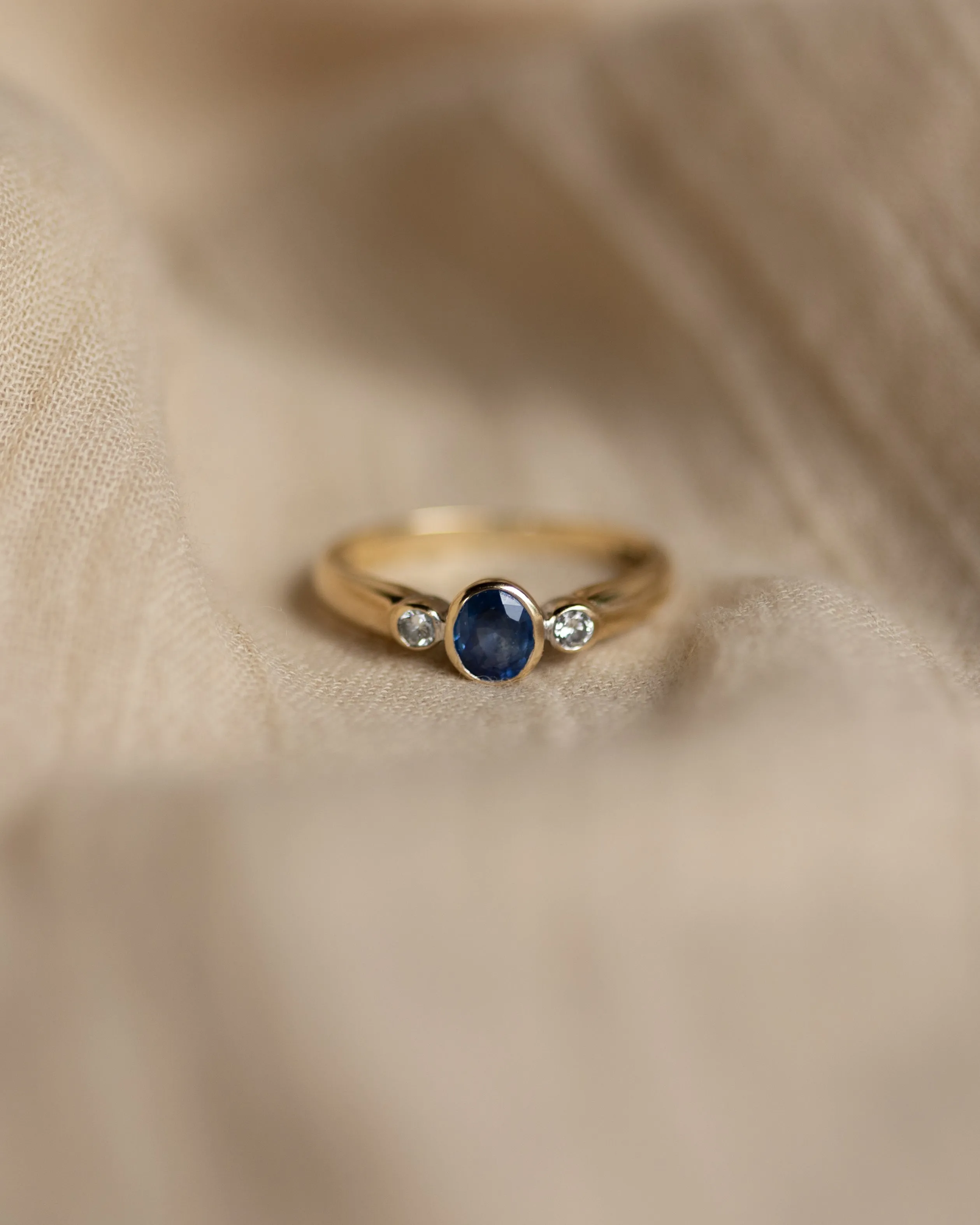 Julianna Vintage 9ct Gold Sapphire & Diamond Trilogy Ring sold by Rock n Rose product image thumbnail 3