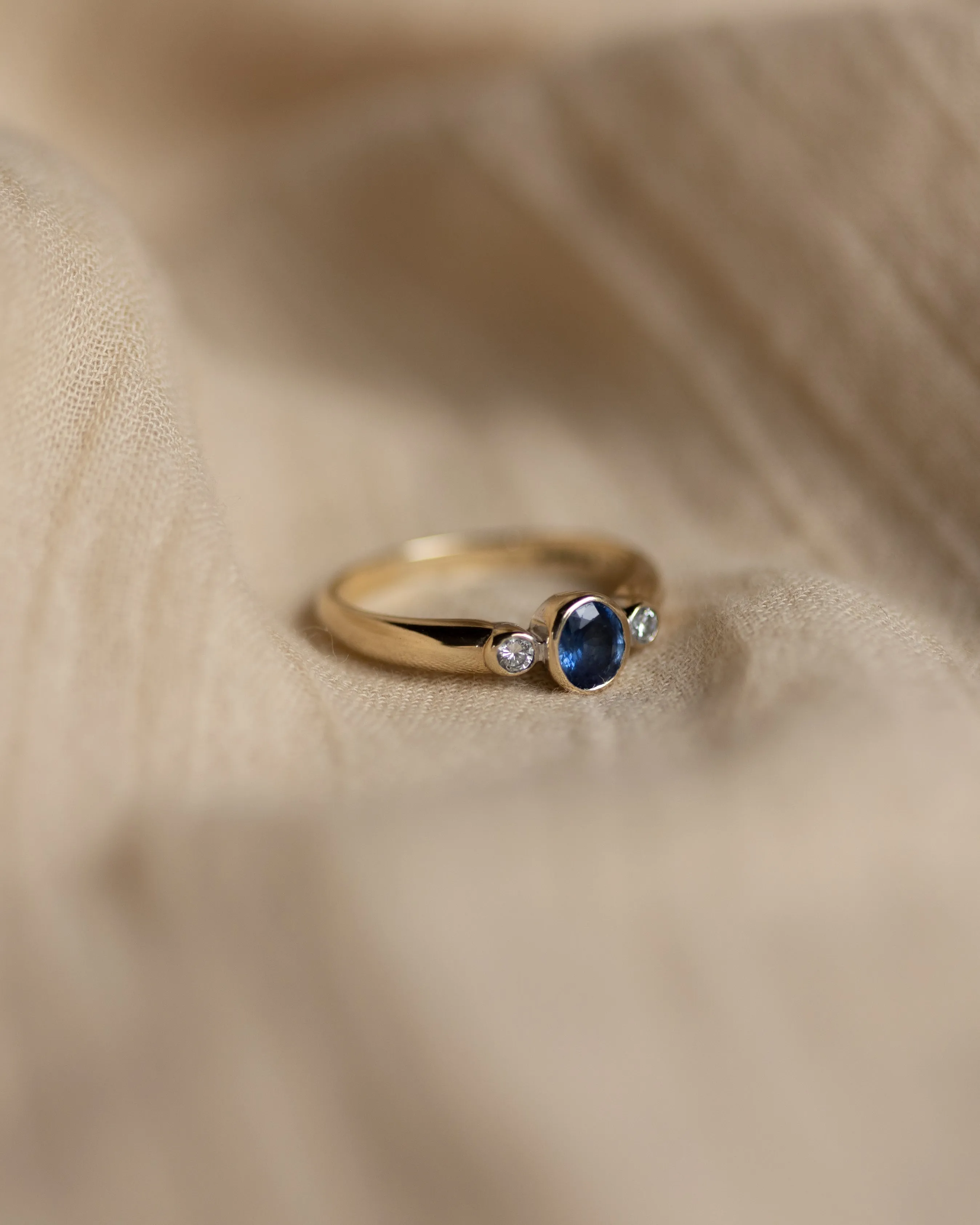 Julianna Vintage 9ct Gold Sapphire & Diamond Trilogy Ring sold by Rock n Rose product image thumbnail 4