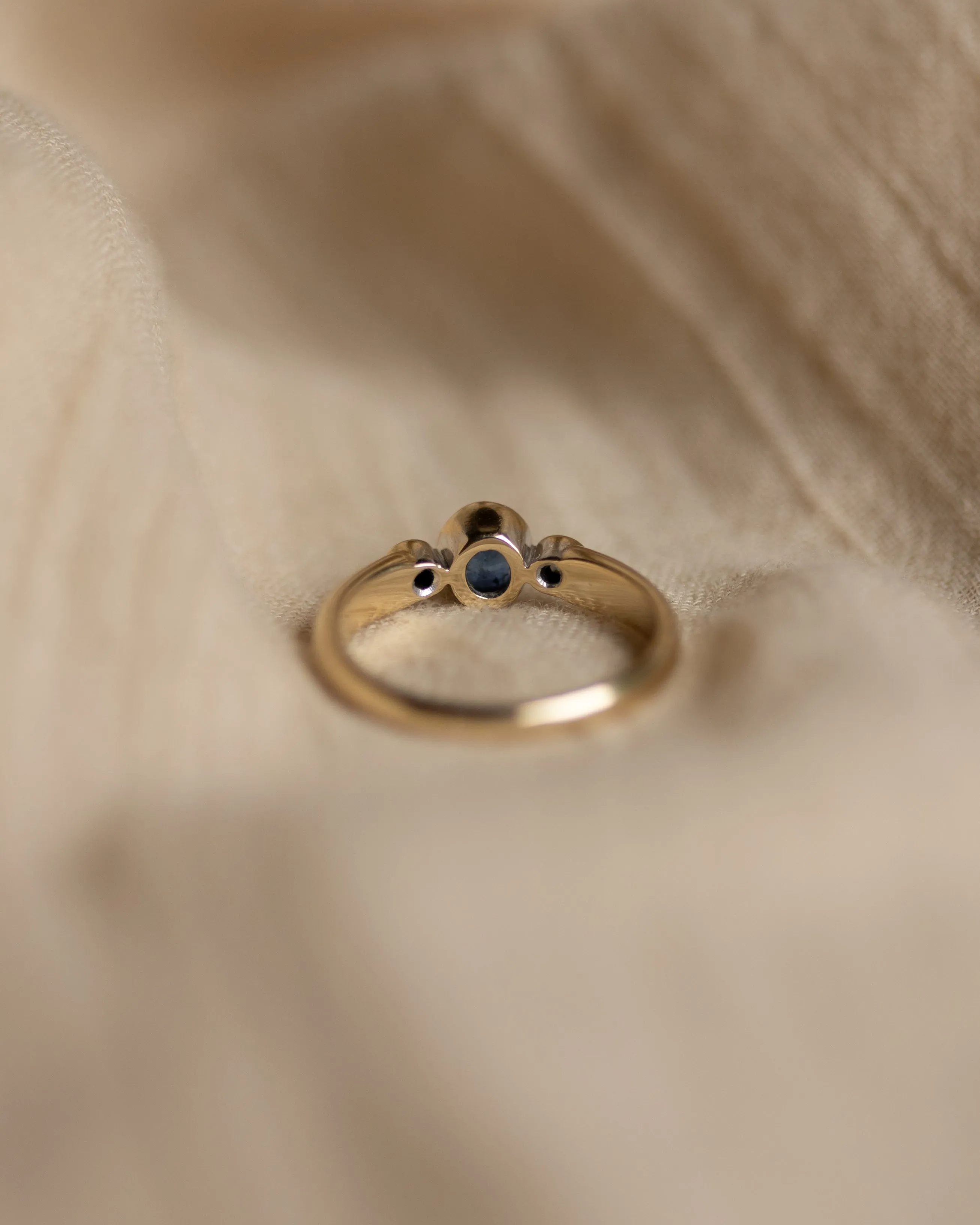 Julianna Vintage 9ct Gold Sapphire & Diamond Trilogy Ring sold by Rock n Rose product image thumbnail 5