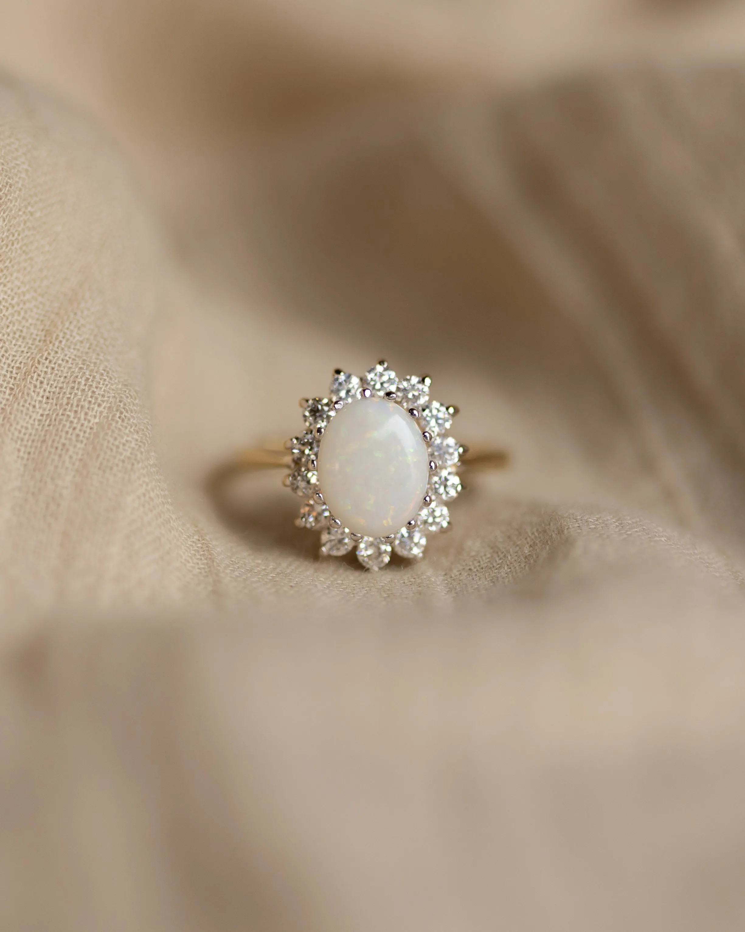 Maud Vintage 9ct Gold Opal & Diamond Cluster Ring sold by Rock n Rose product image thumbnail 3