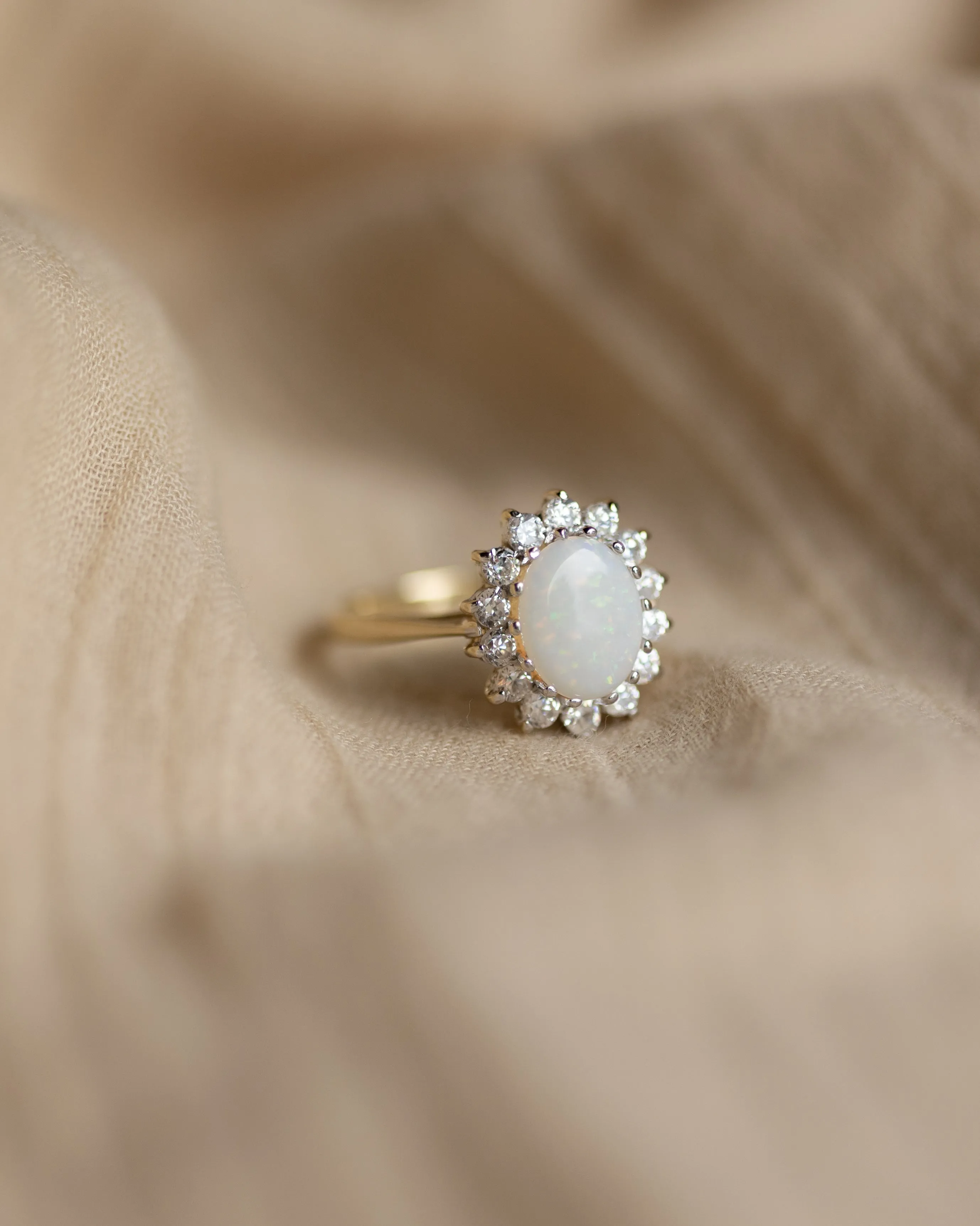 Maud Vintage 9ct Gold Opal & Diamond Cluster Ring sold by Rock n Rose product image thumbnail 4