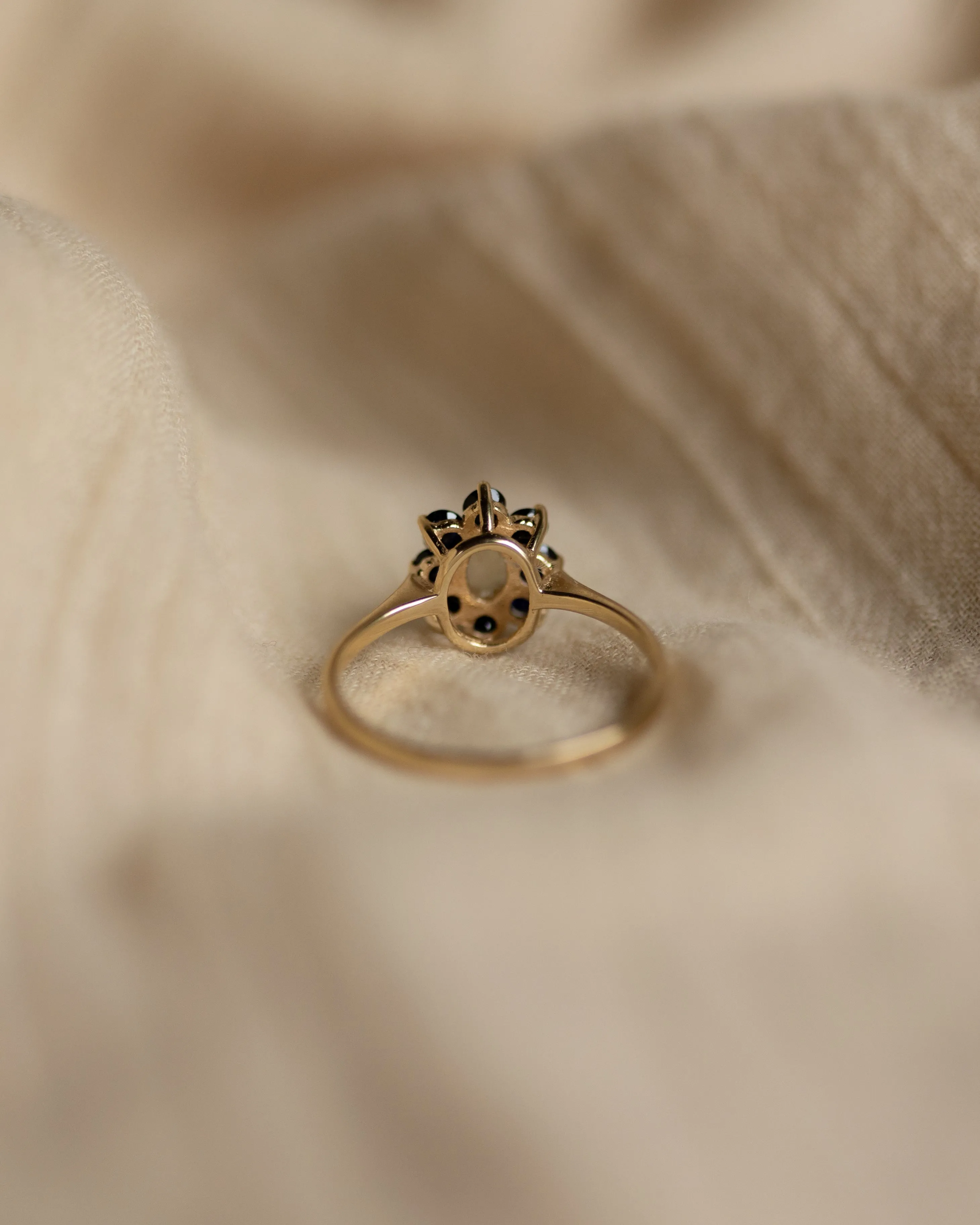 Claudine 1983 Vintage 9ct Gold Opal & Sapphire Cluster Ring sold by Rock n Rose product image thumbnail 5