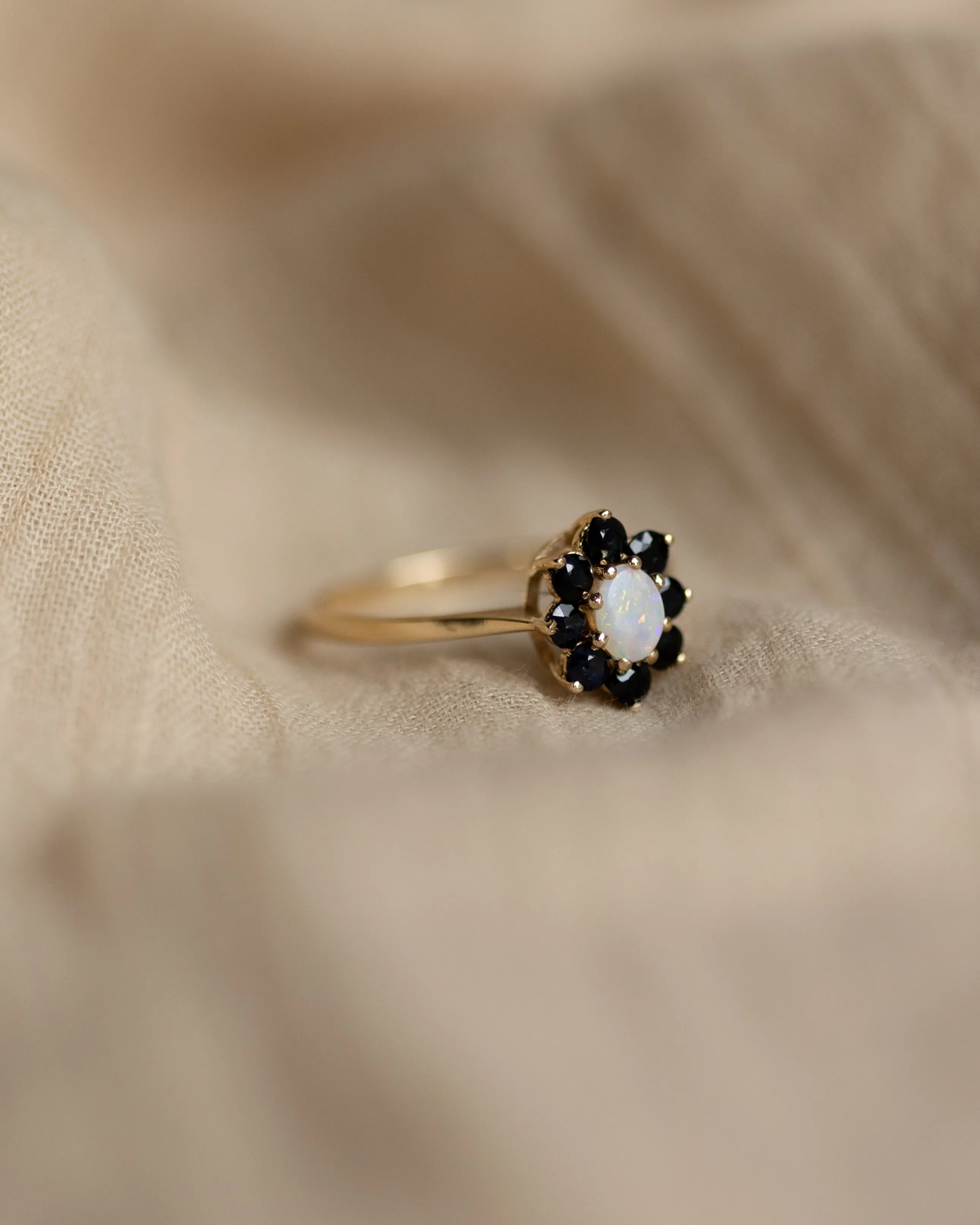 Claudine 1983 Vintage 9ct Gold Opal & Sapphire Cluster Ring sold by Rock n Rose product image thumbnail 4