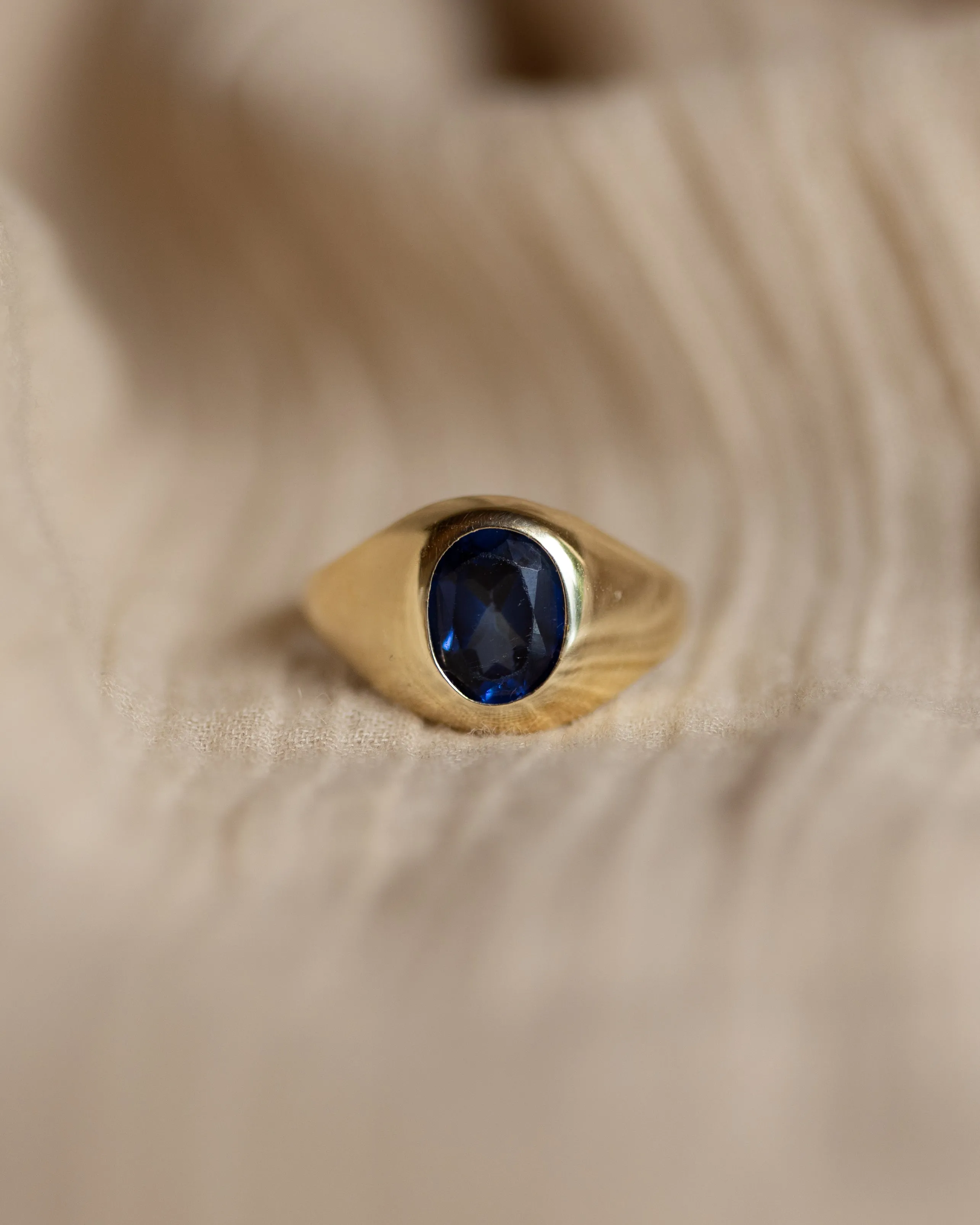 Colette Vintage 9ct Gold Single Stone Sapphire Signet Ring sold by Rock n Rose product image thumbnail 3