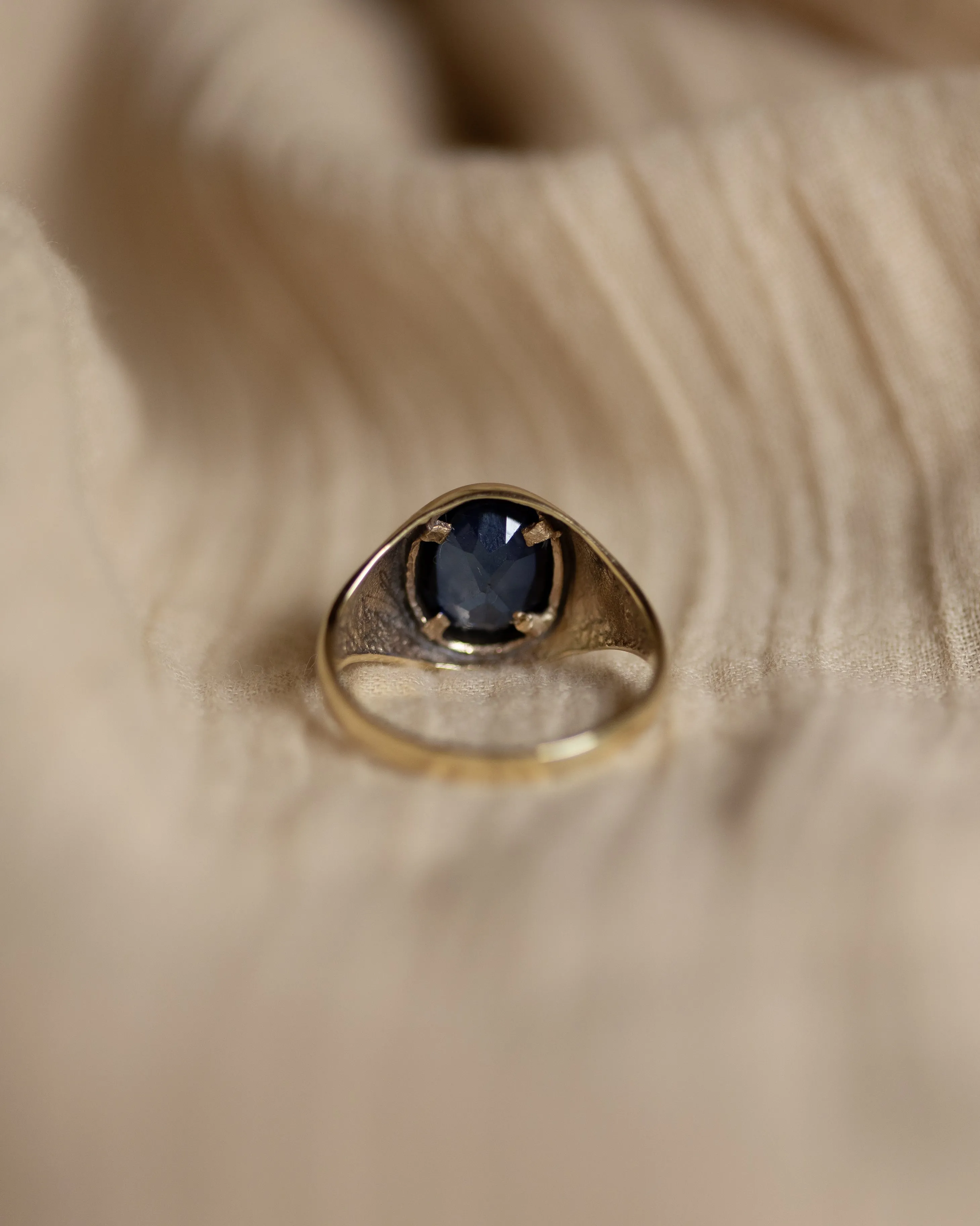 Colette Vintage 9ct Gold Single Stone Sapphire Signet Ring sold by Rock n Rose product image thumbnail 5