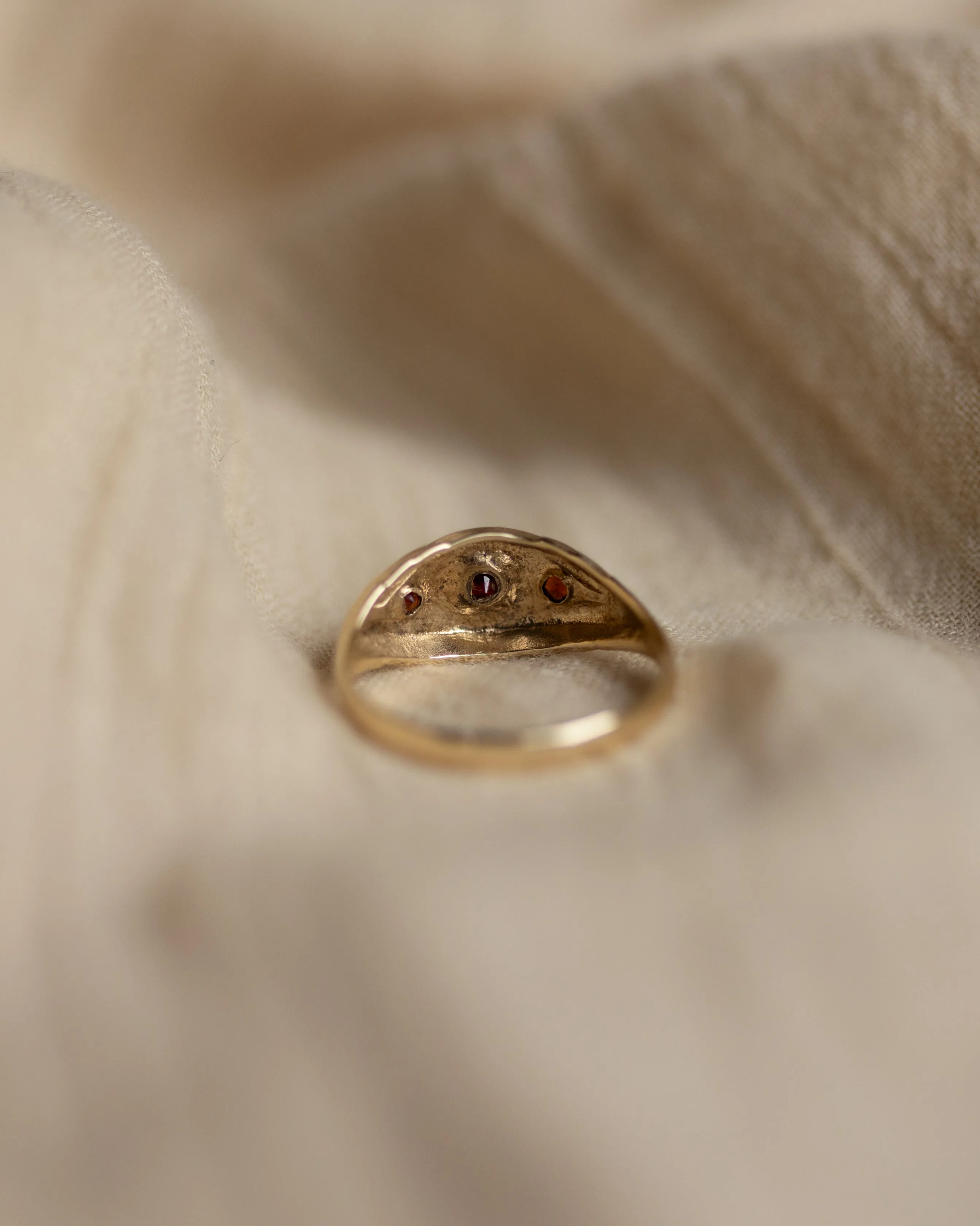 Magda 1975 Vintage 9ct Gold Garnet Star Set Trilogy Ring sold by Rock n Rose product image thumbnail 5