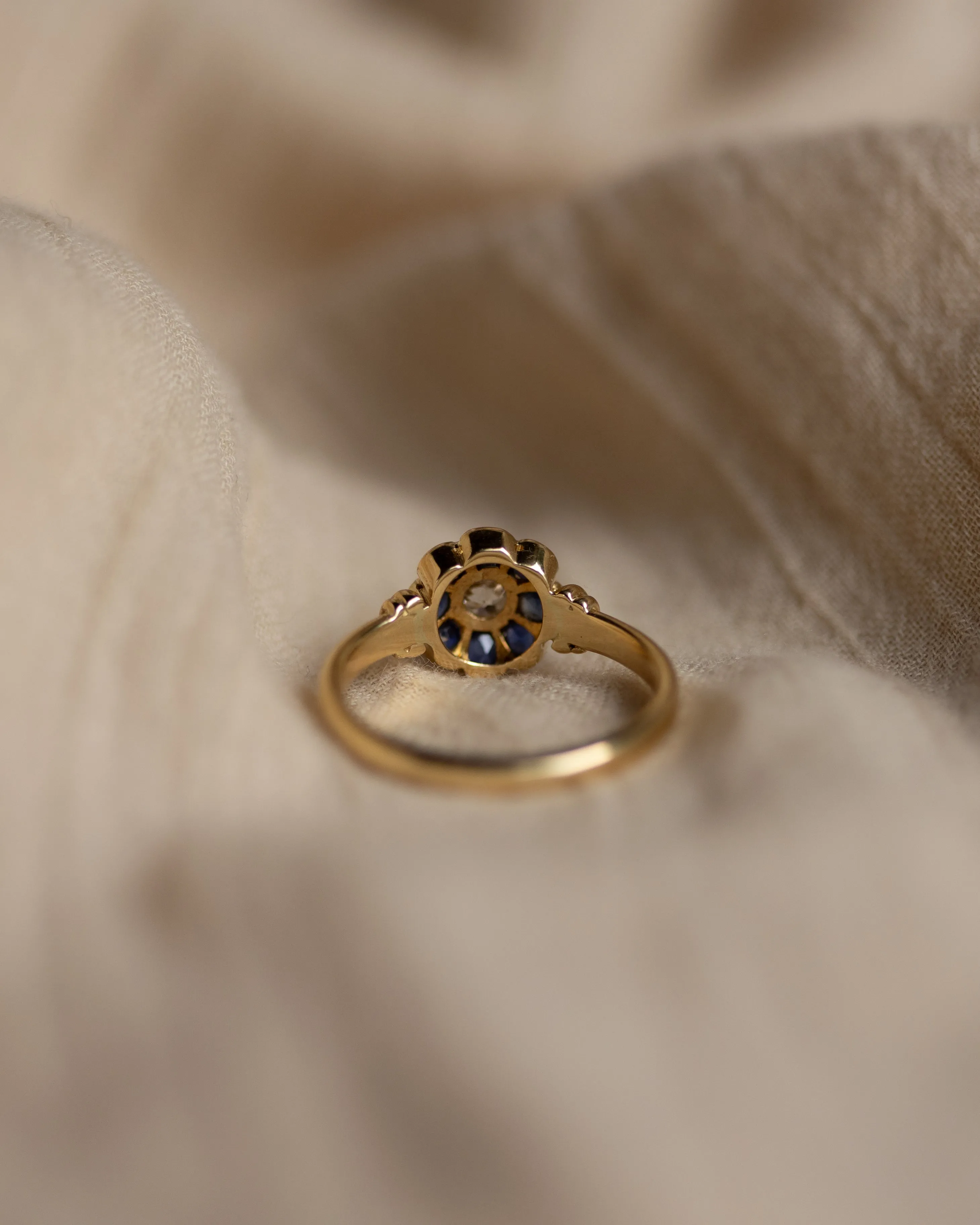 Rosalind 1989 Vintage 18ct Gold Diamond & Sapphire Cluster Ring sold by Rock n Rose product image thumbnail 4