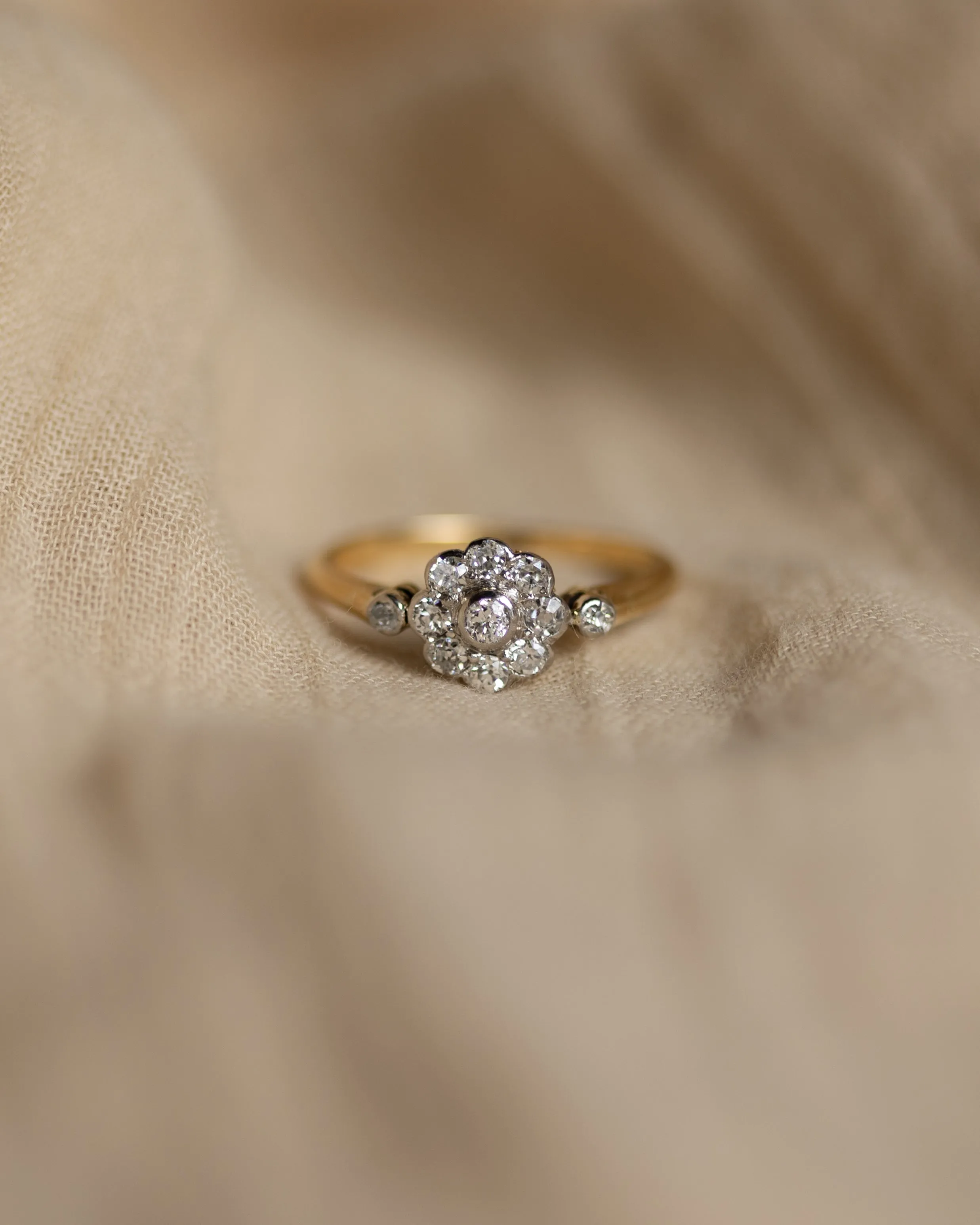 Frida Antique 18ct Gold Diamond Daisy Cluster Ring sold by Rock n Rose product image thumbnail 3